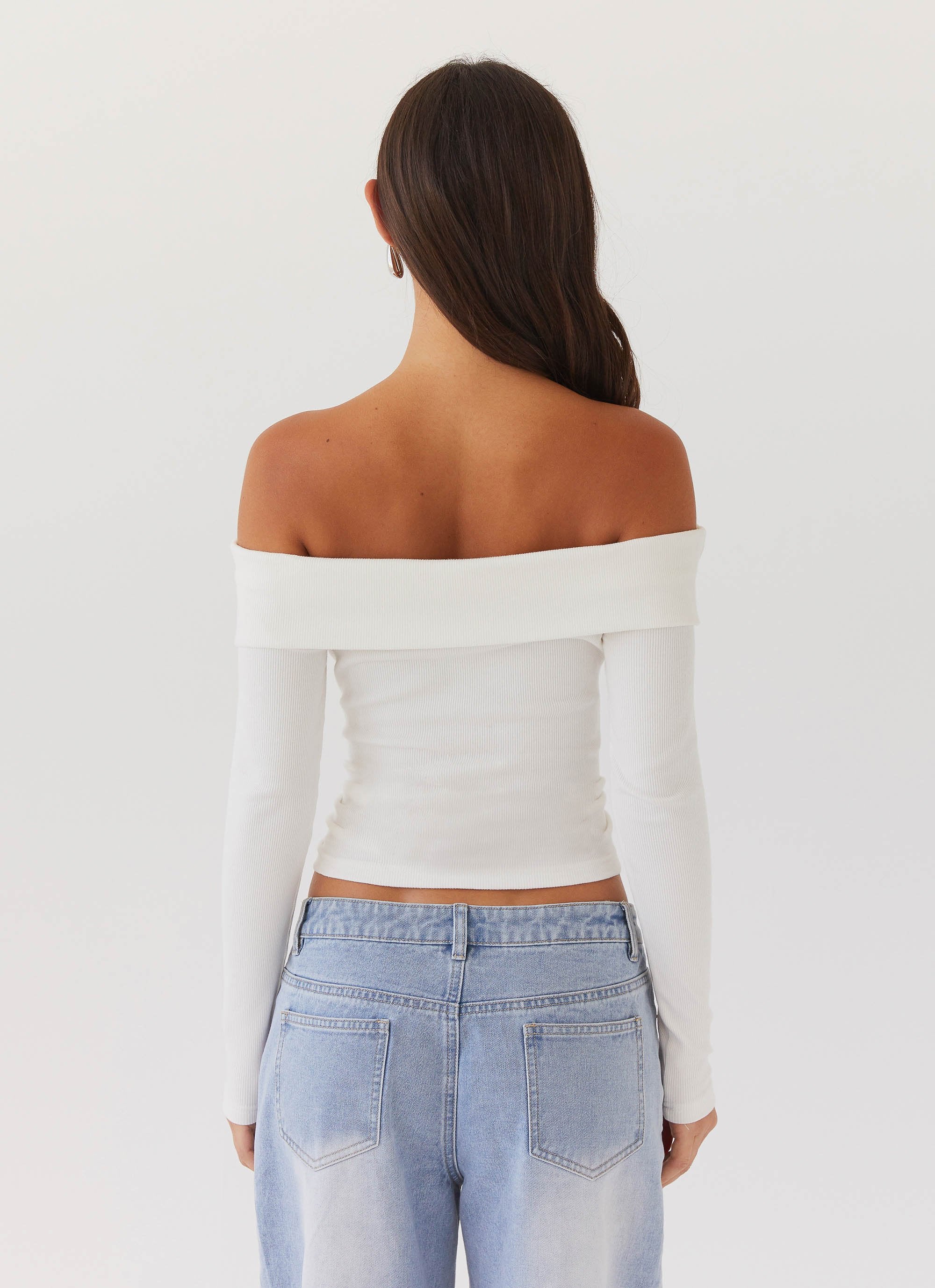 Hayley Long Sleeve Ribbed Top - White