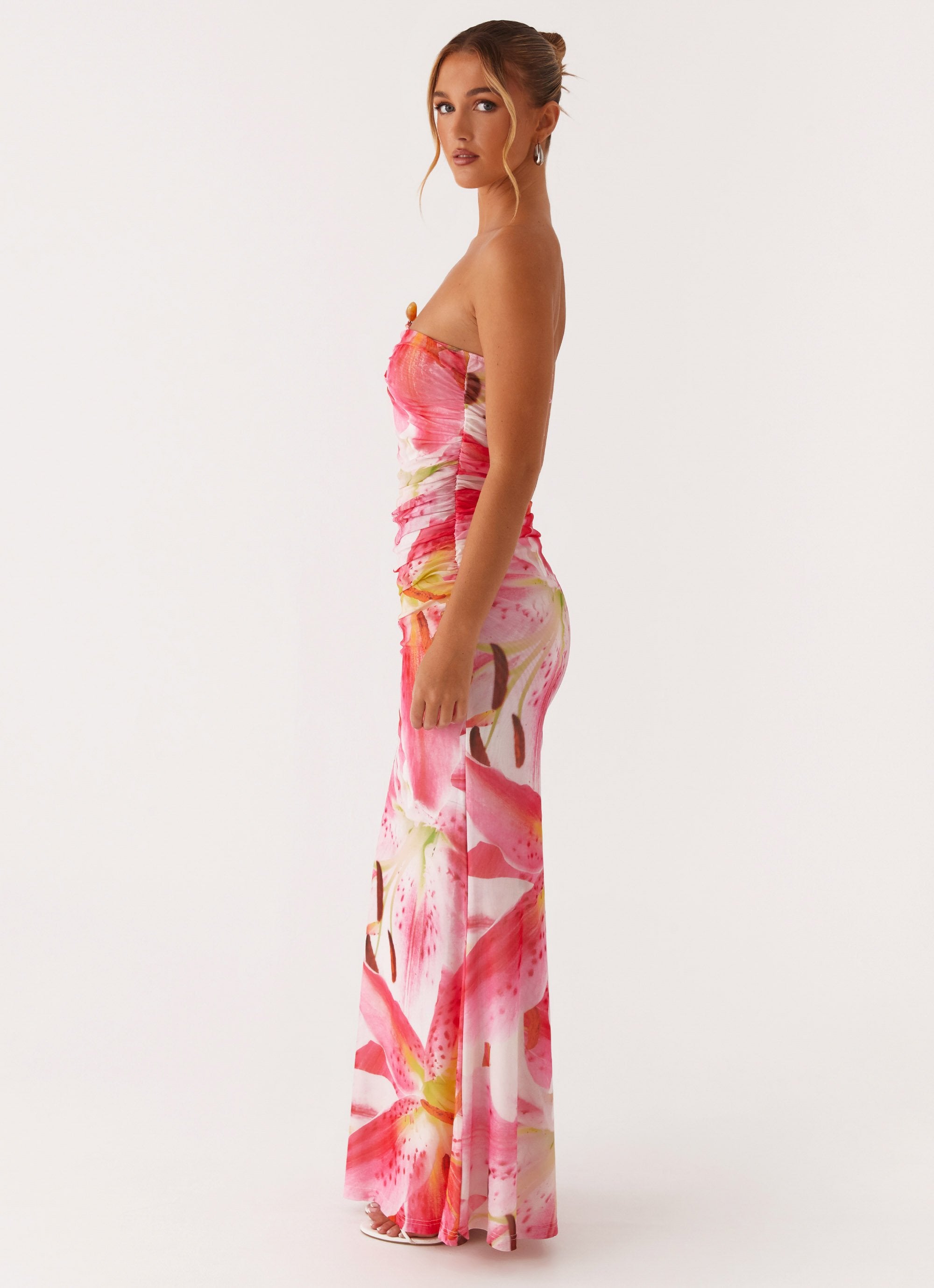 Rudy Maxi Dress - White Pink Lilly