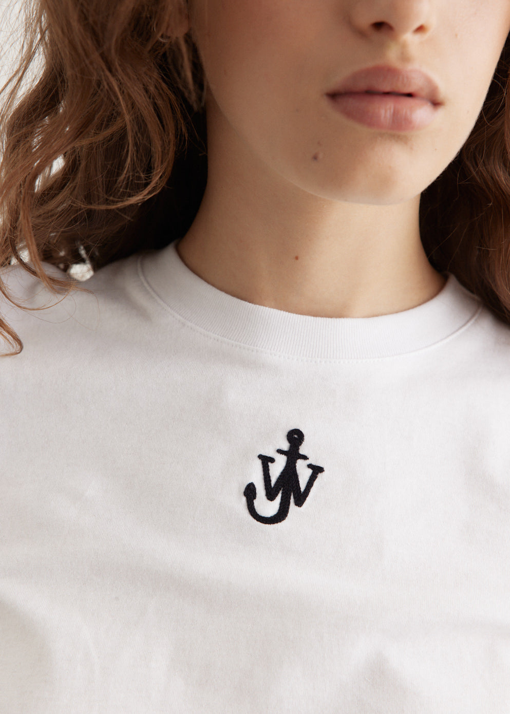 Anchor Embroidery Panelled Cropped T-Shirt