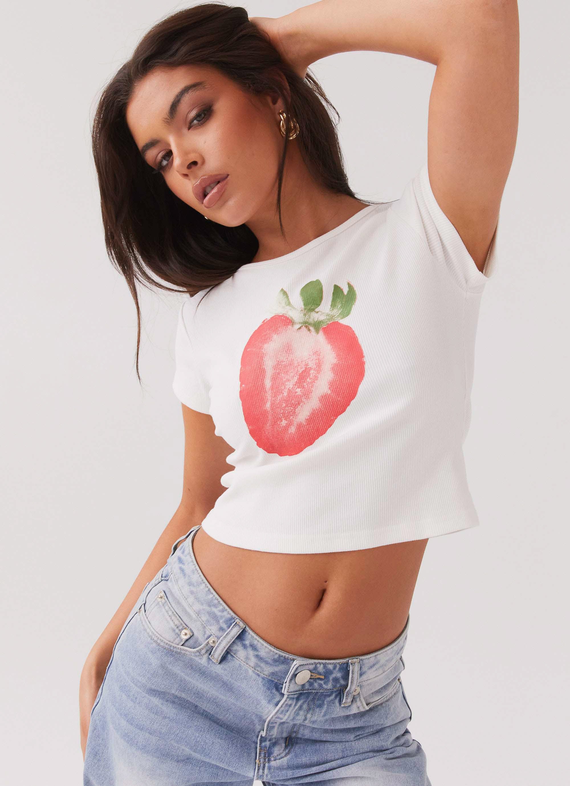 Strawberry Shortcake Graphic Baby Tee - White