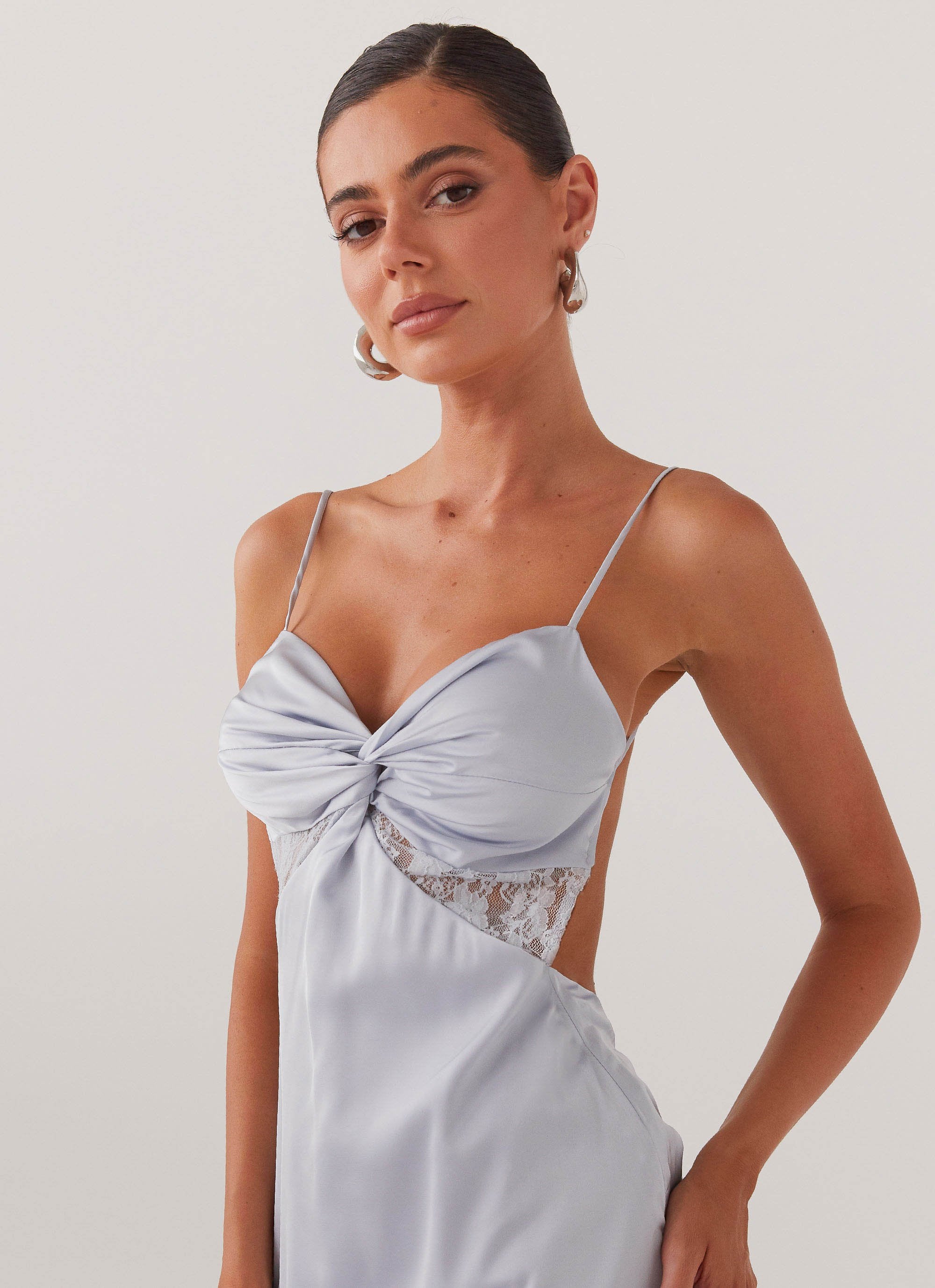 Ayla Satin Mini Dress - Arctic Blue