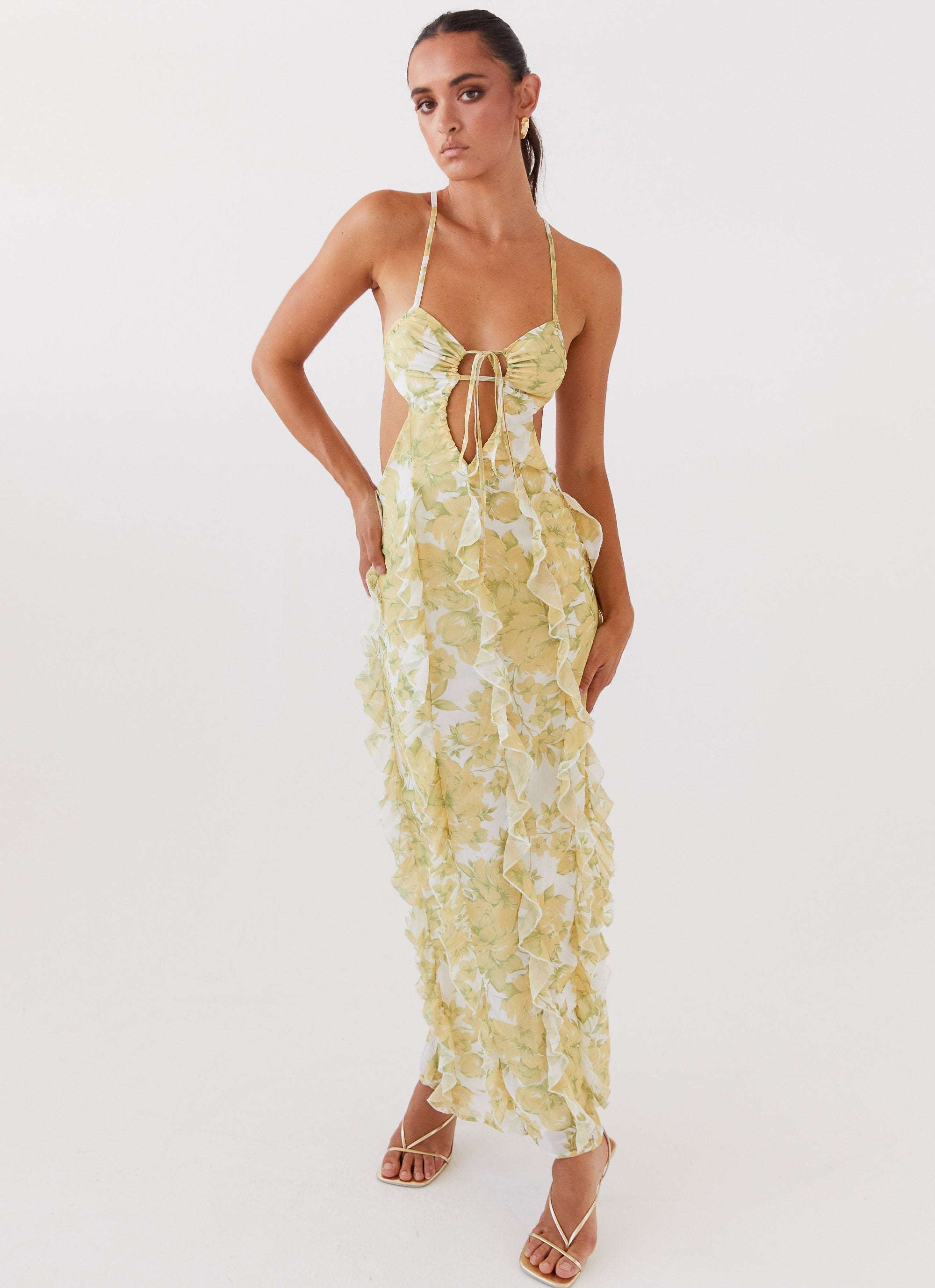 Sunset Kisses Ruffle Maxi Dress - Daffodil