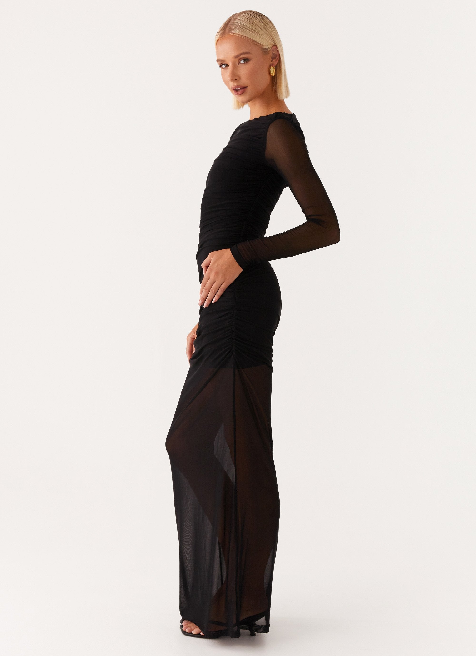 Truly you Mesh Maxi Dress - Black