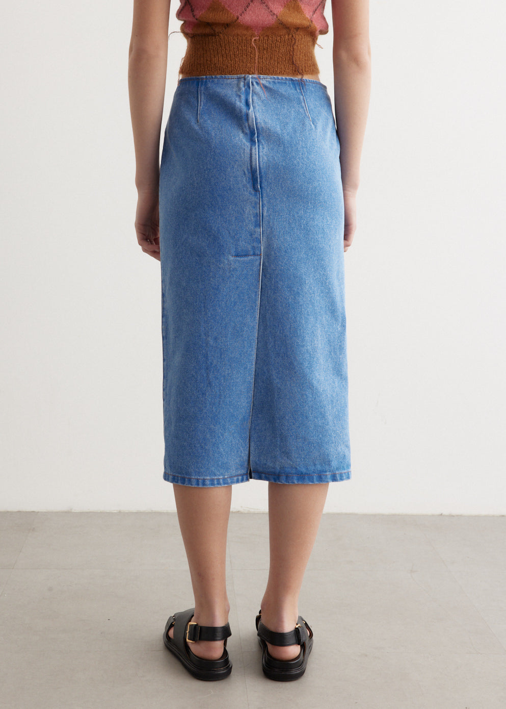 Bleached Coated Denim Skirt