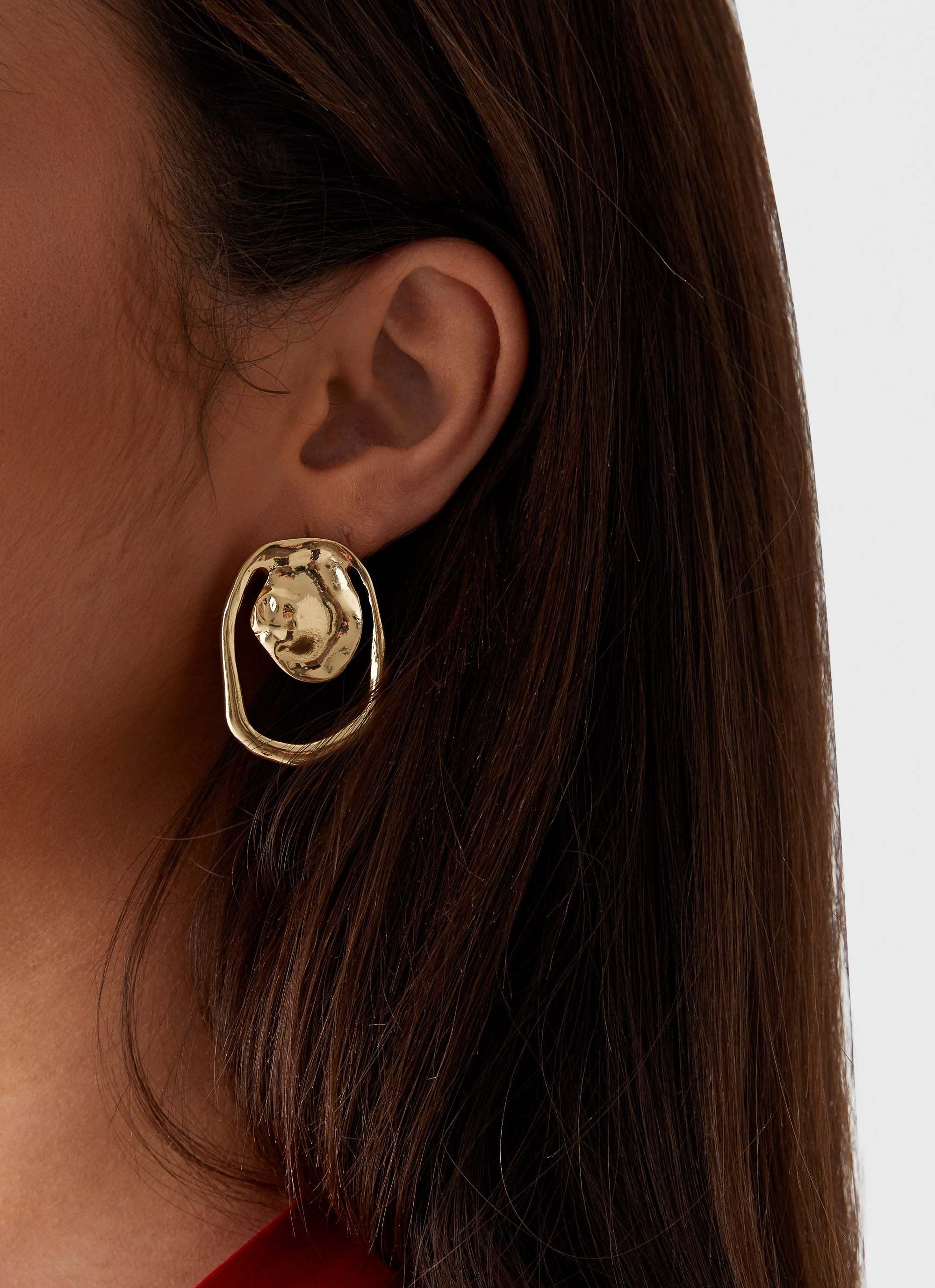 Stone Edge Earrings - Gold