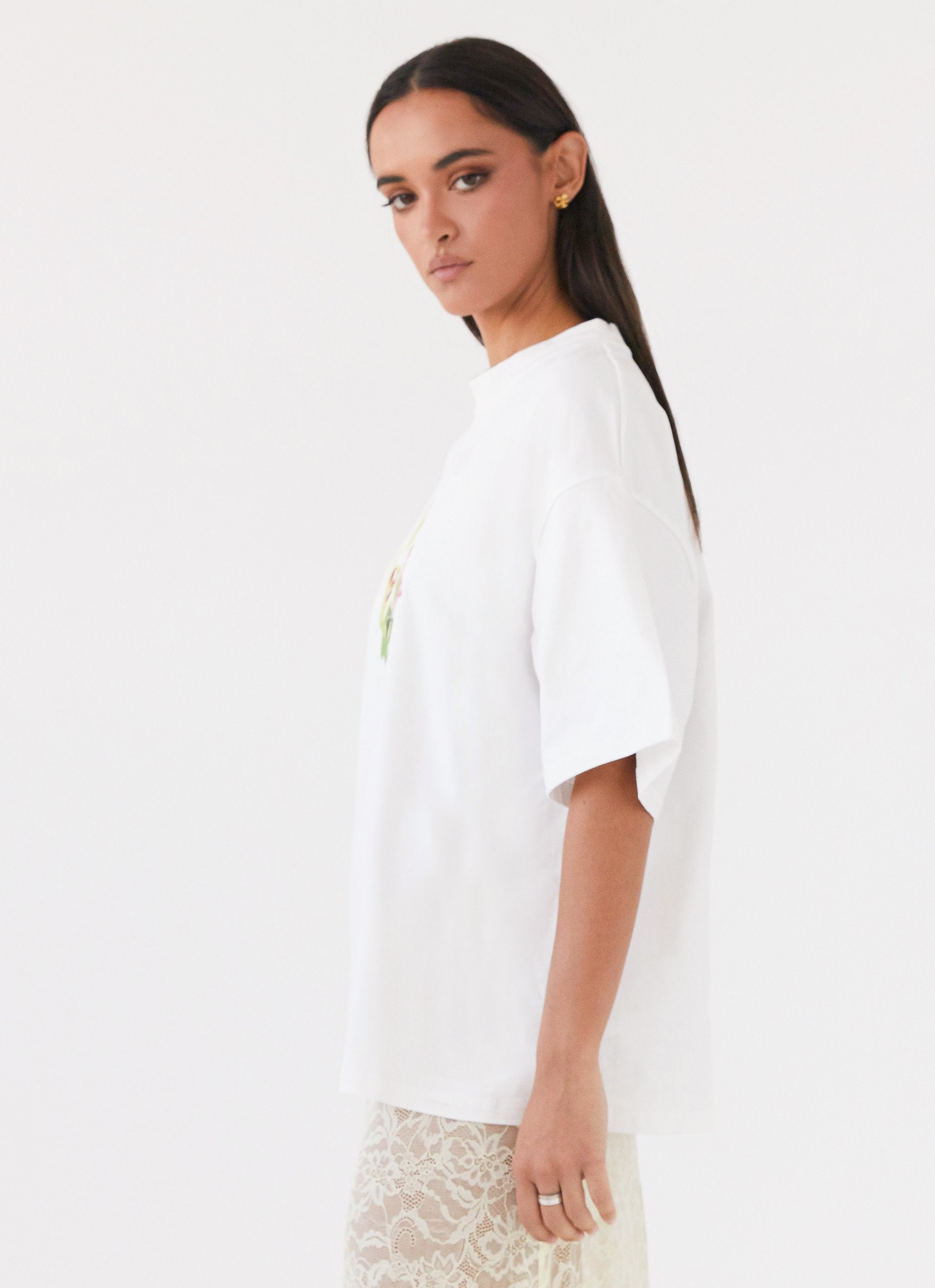 Lillies Oversized Tee - White