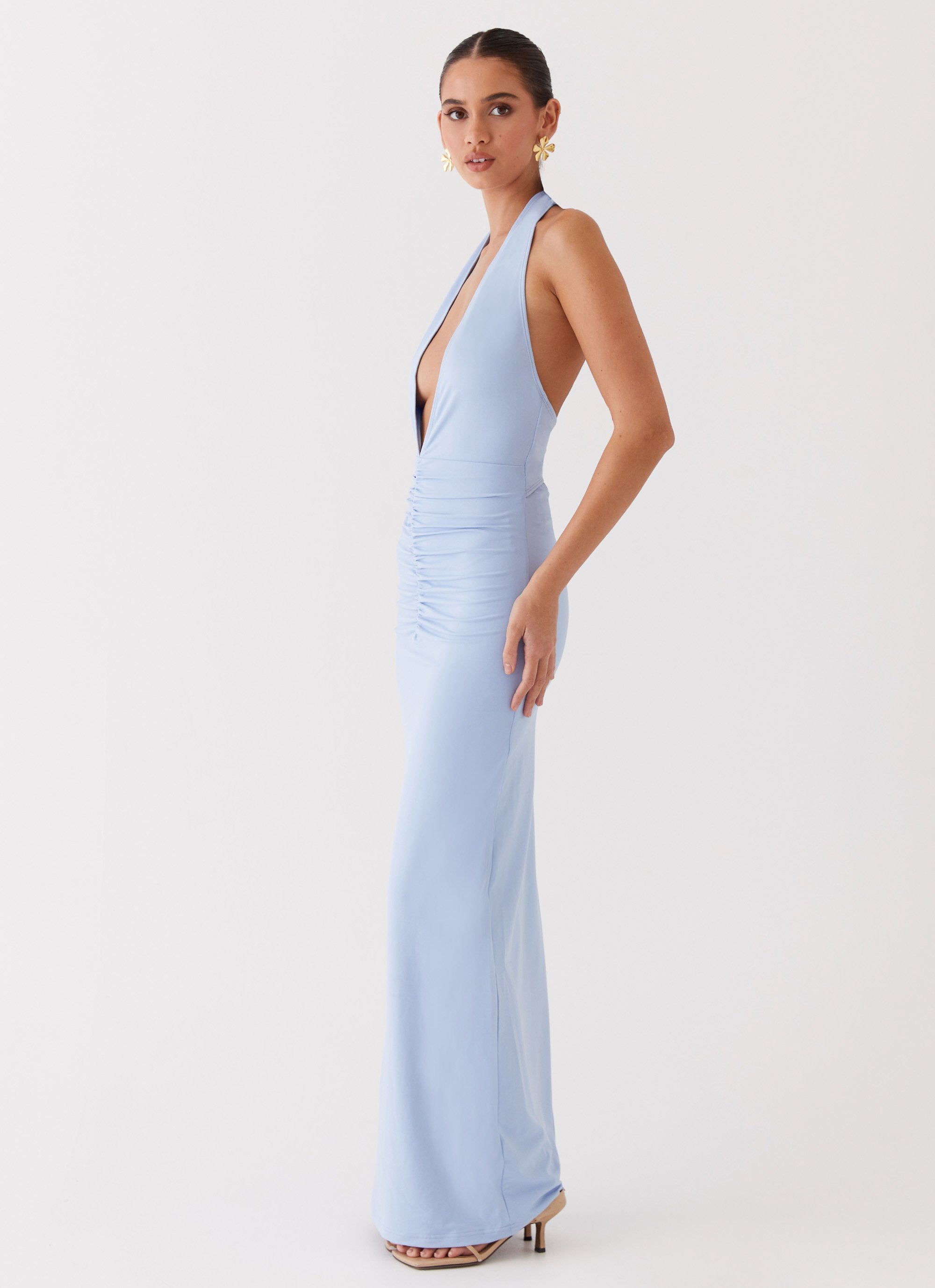 Whisked Away Halterneck Maxi Dress - Blue