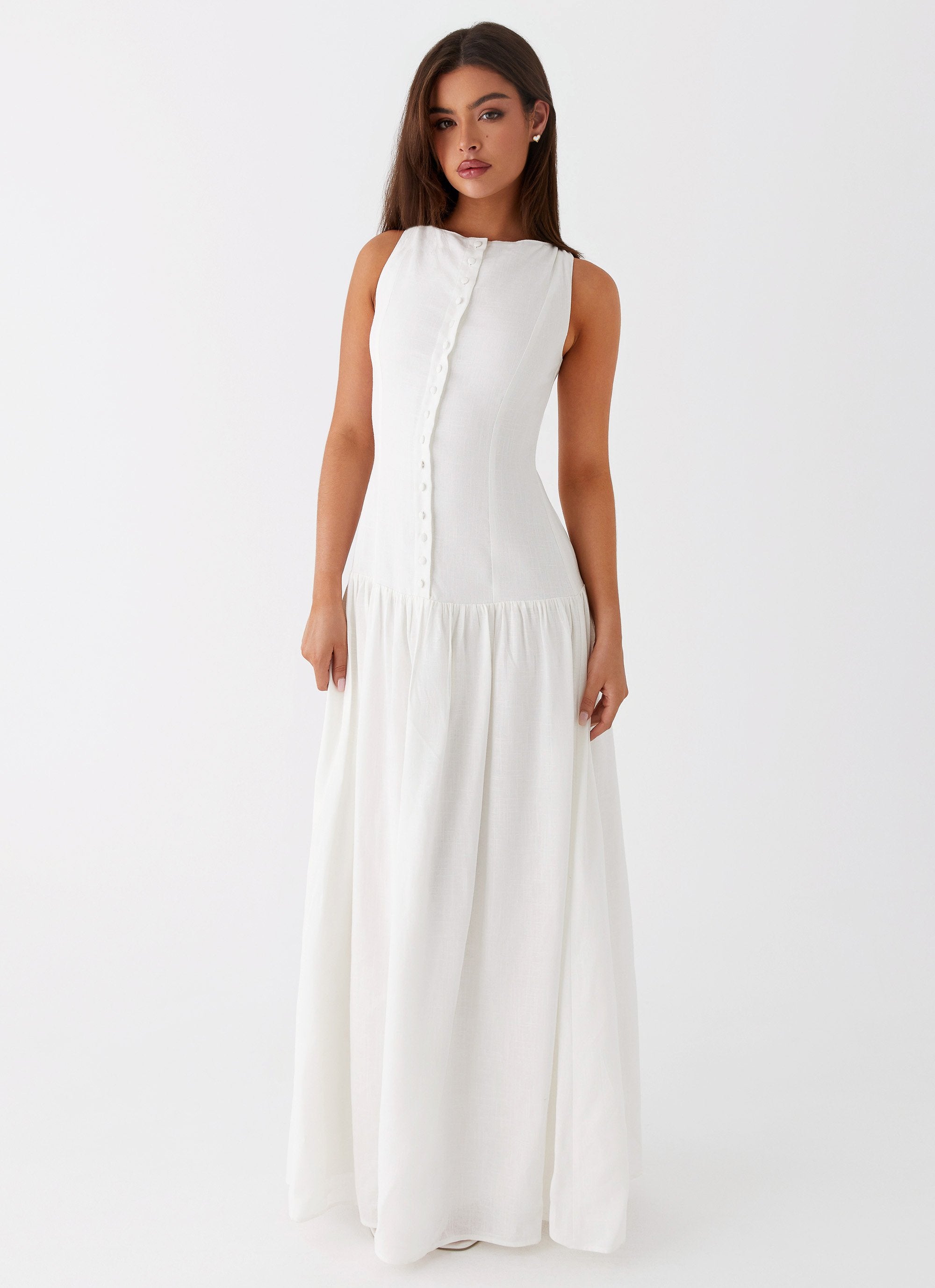 Meggie Linen Maxi Dress - White