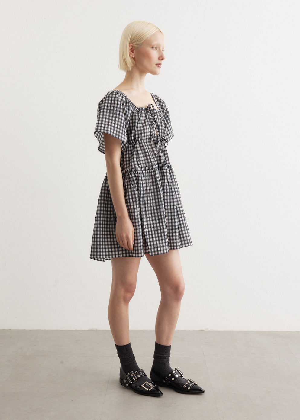 Seersucker Check Mini Layer Dress