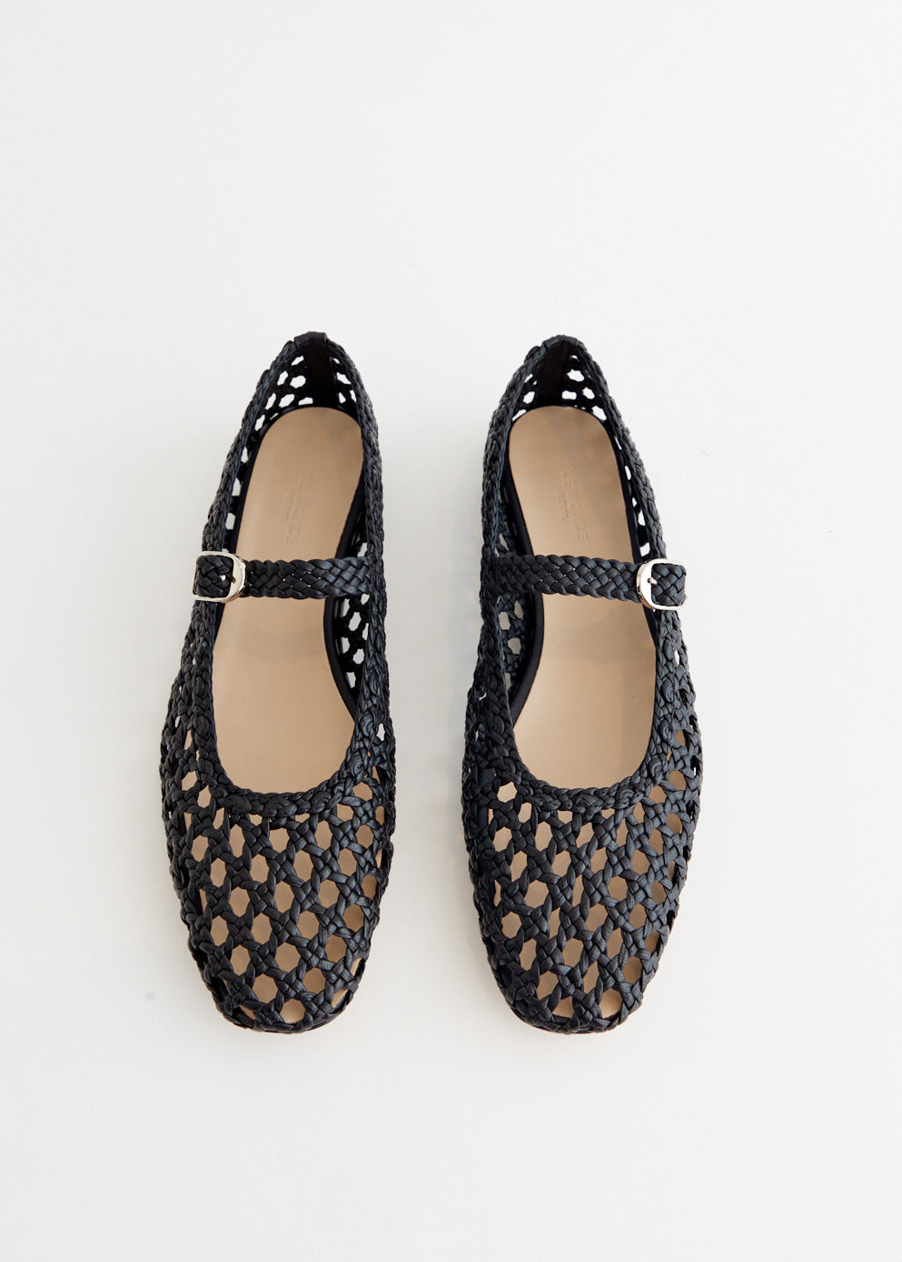 Woven Leather Mary Jane Flats