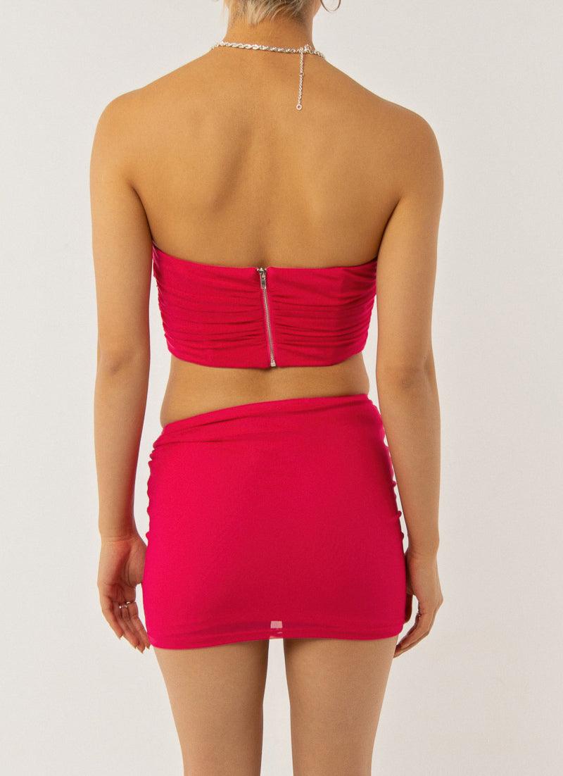 Hattie Mesh Mini Skirt - Magenta