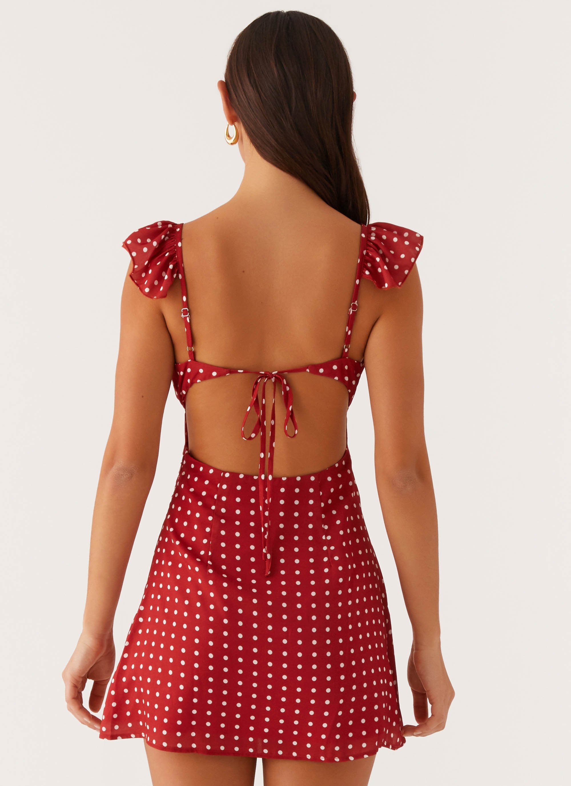 Adrina Ruffle Mini Dress - Red Polka Dot