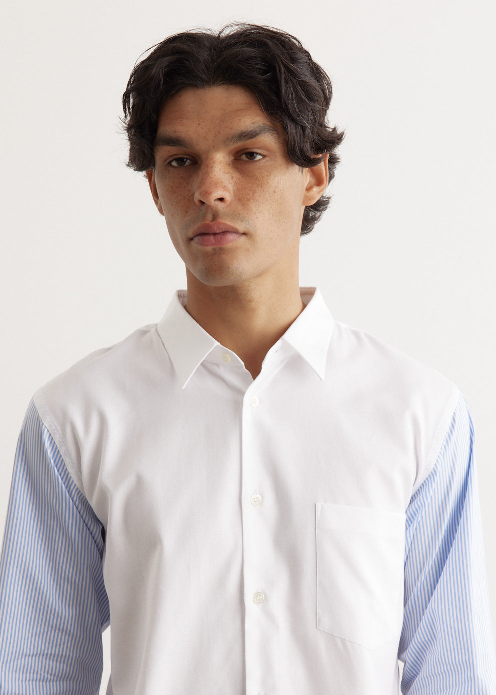 Cotton Dobby x Cotton Stripe Contrast Shirt