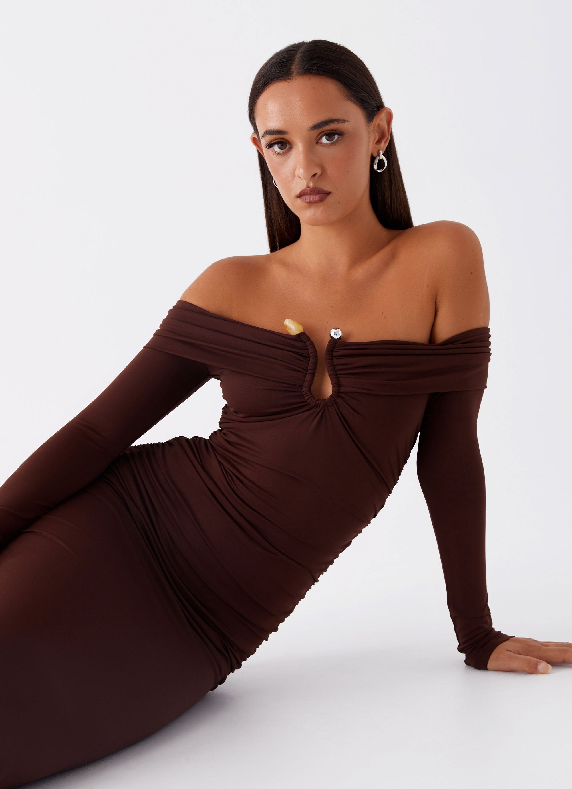 Rudy Long Sleeve Maxi Dress - Chocolate