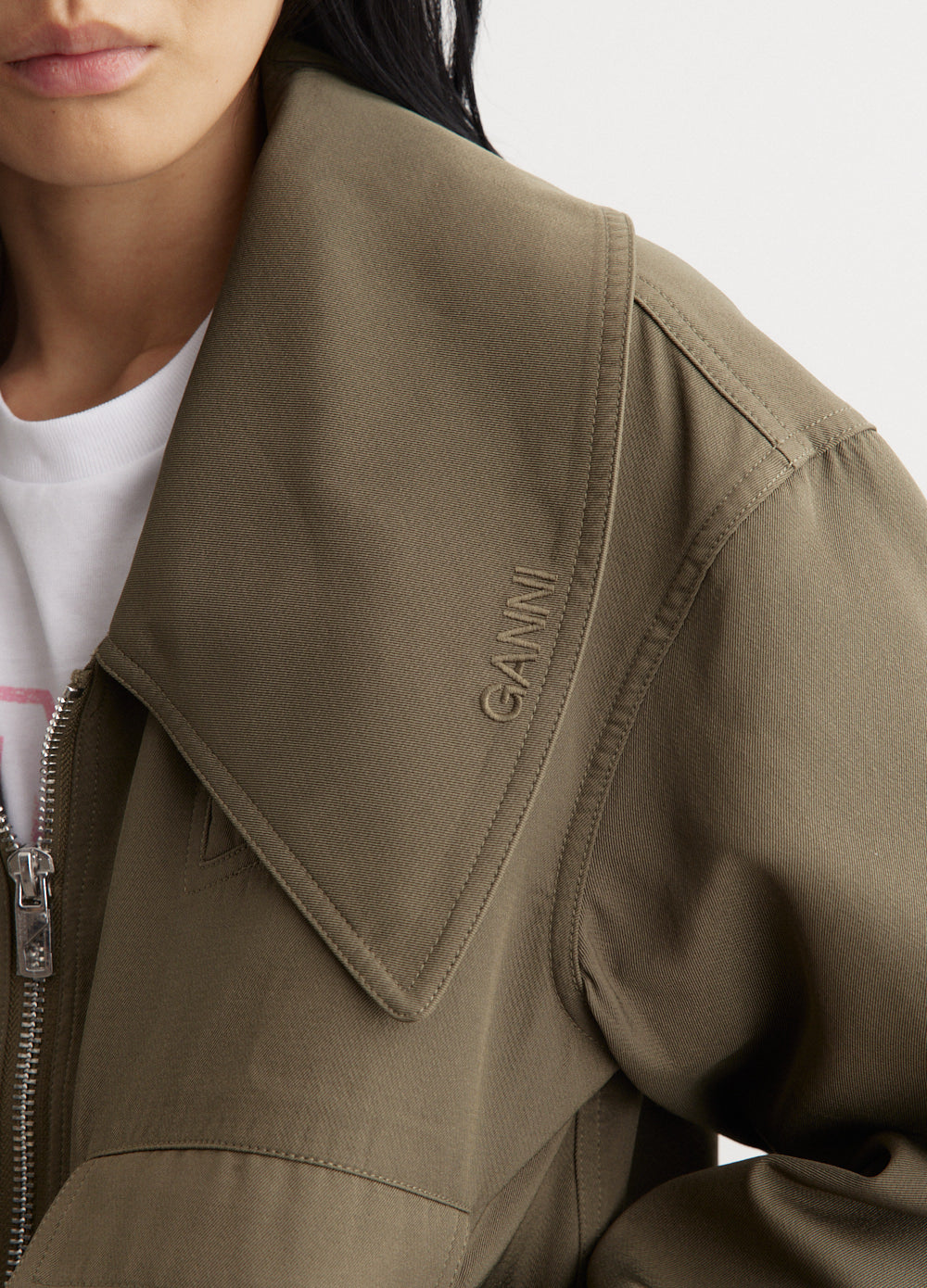 Heavy Twill Wide Collar Short Jacket