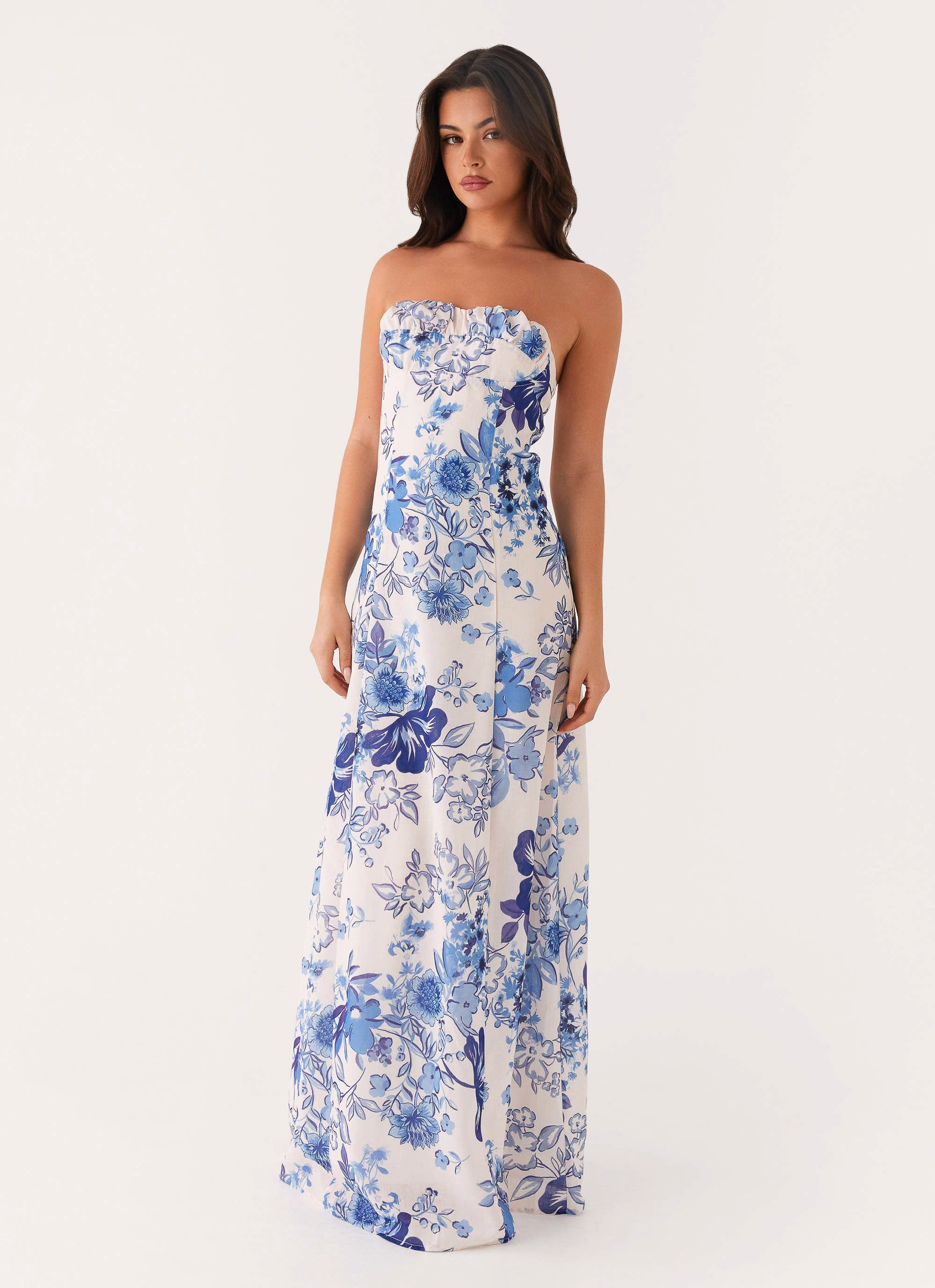 Tayla Linen Maxi Dress - Serene Sky Floral