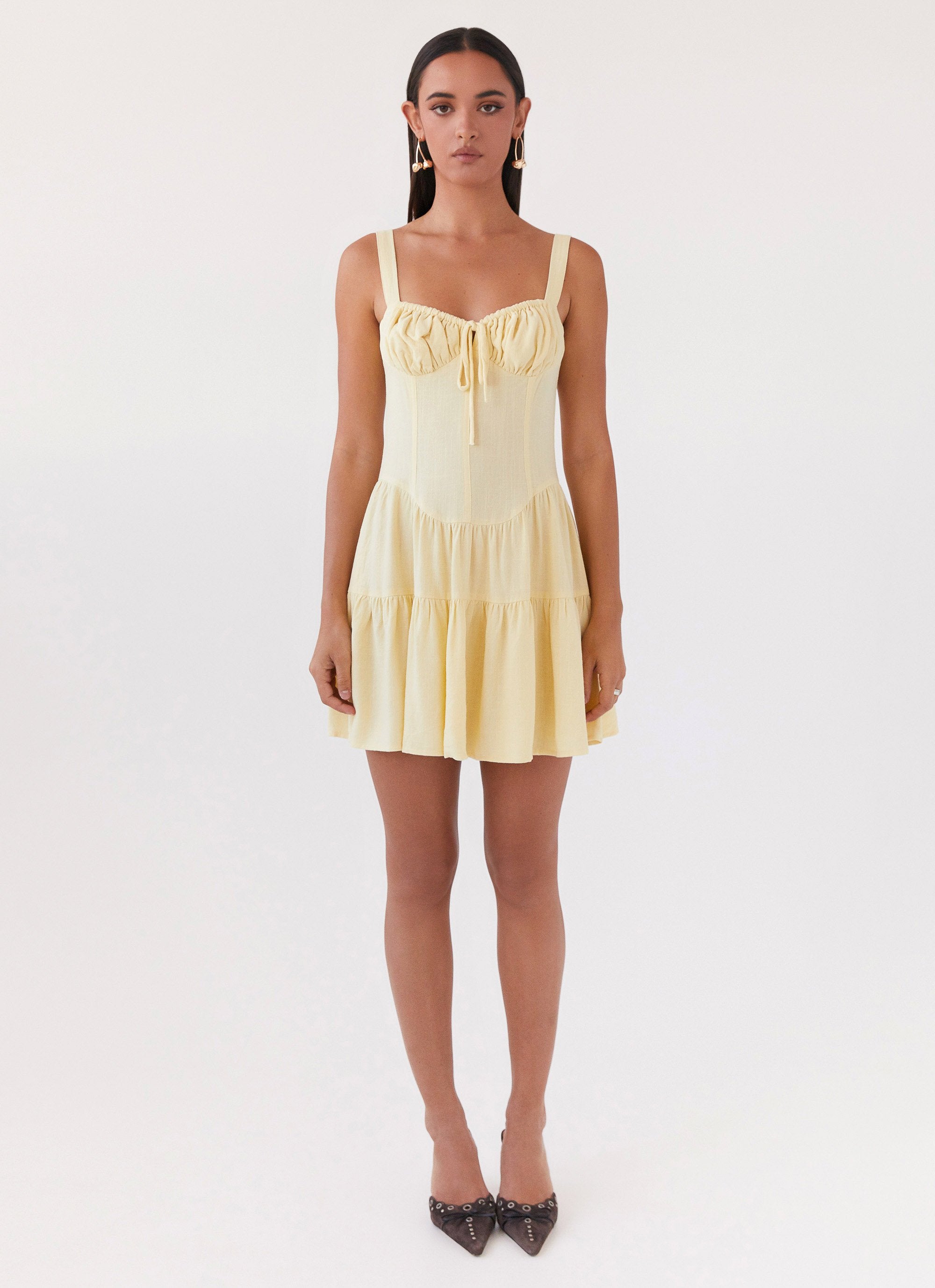 Lucie Linen Mini Dress - Yellow