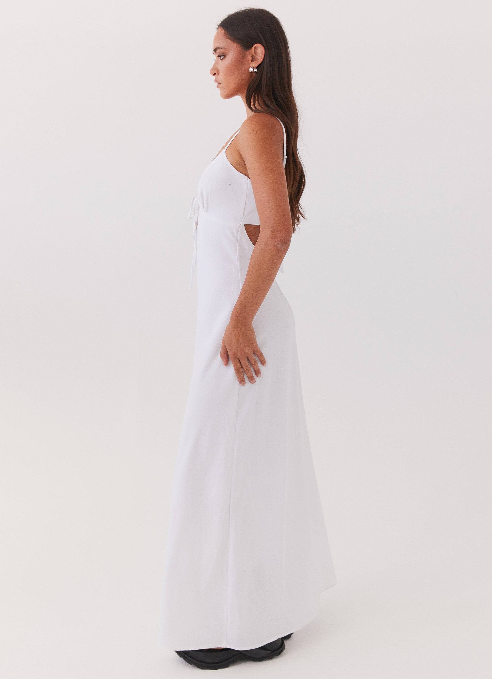 Flora Linen Maxi Dress - White