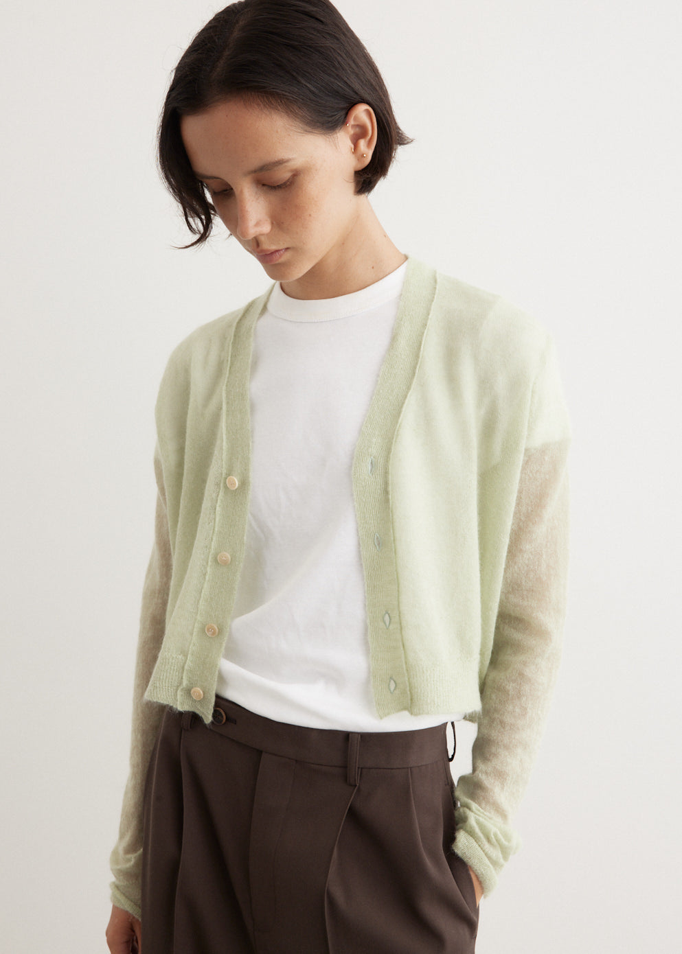 Kid Mohair Sheer Knit Cardigan