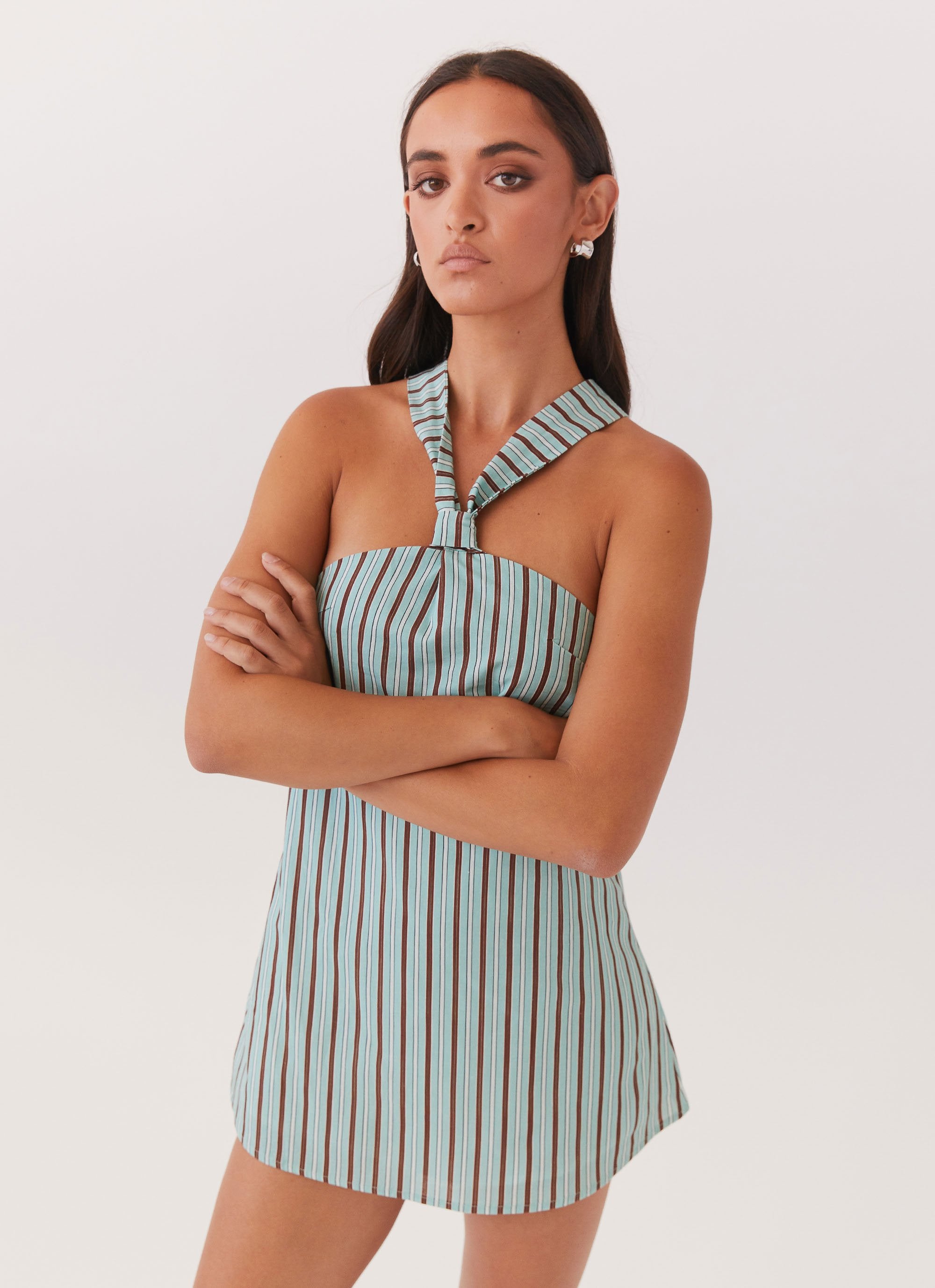 Keira Linen Mini Dress - Coastal Stripe