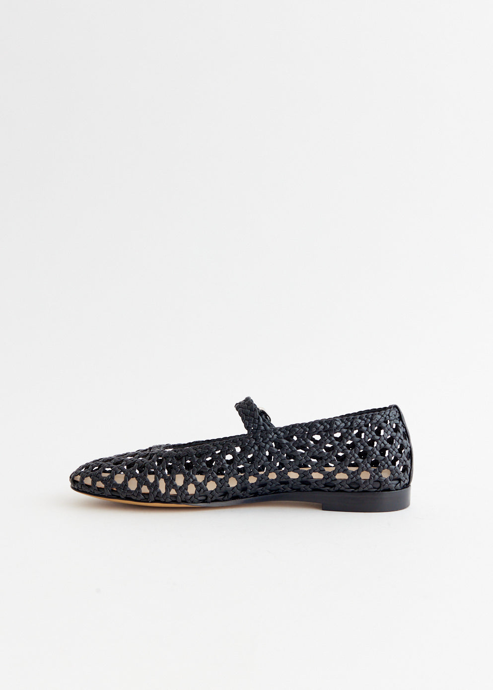 Woven Leather Mary Jane Flats