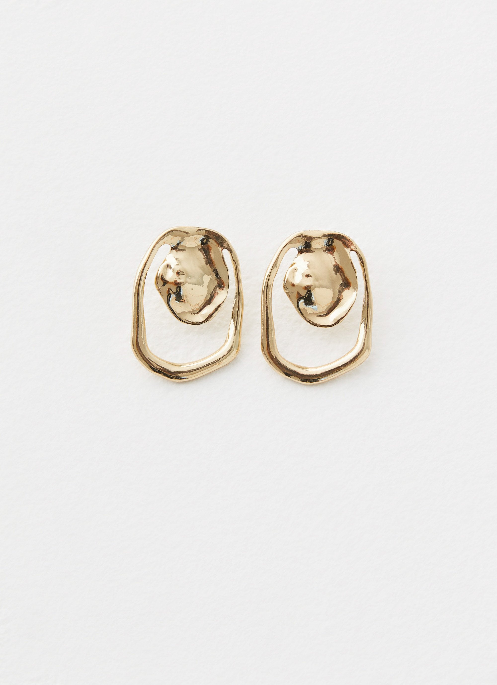 Stone Edge Earrings - Gold