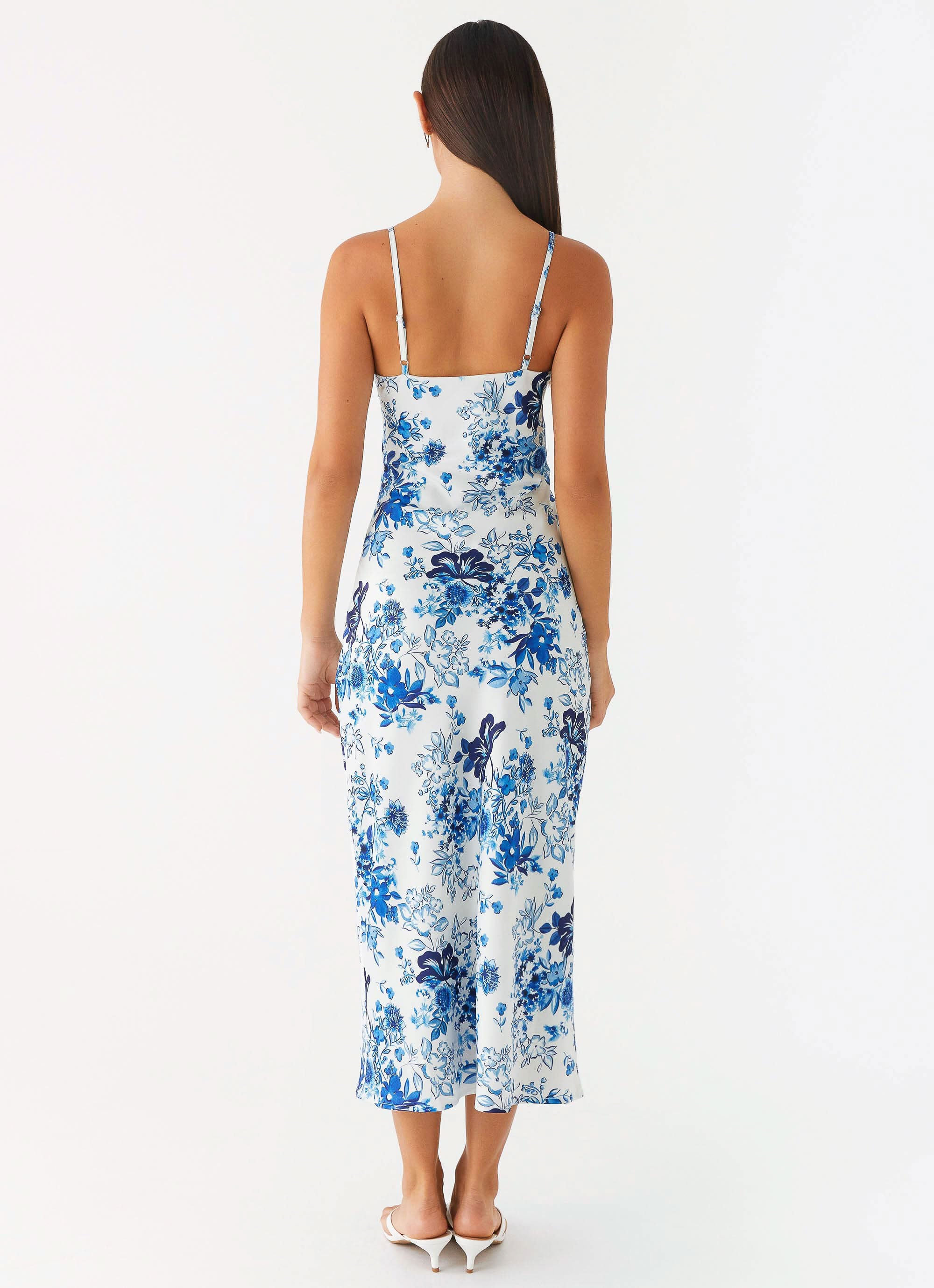 Take Chances Midi Dress - Serene Sky Floral