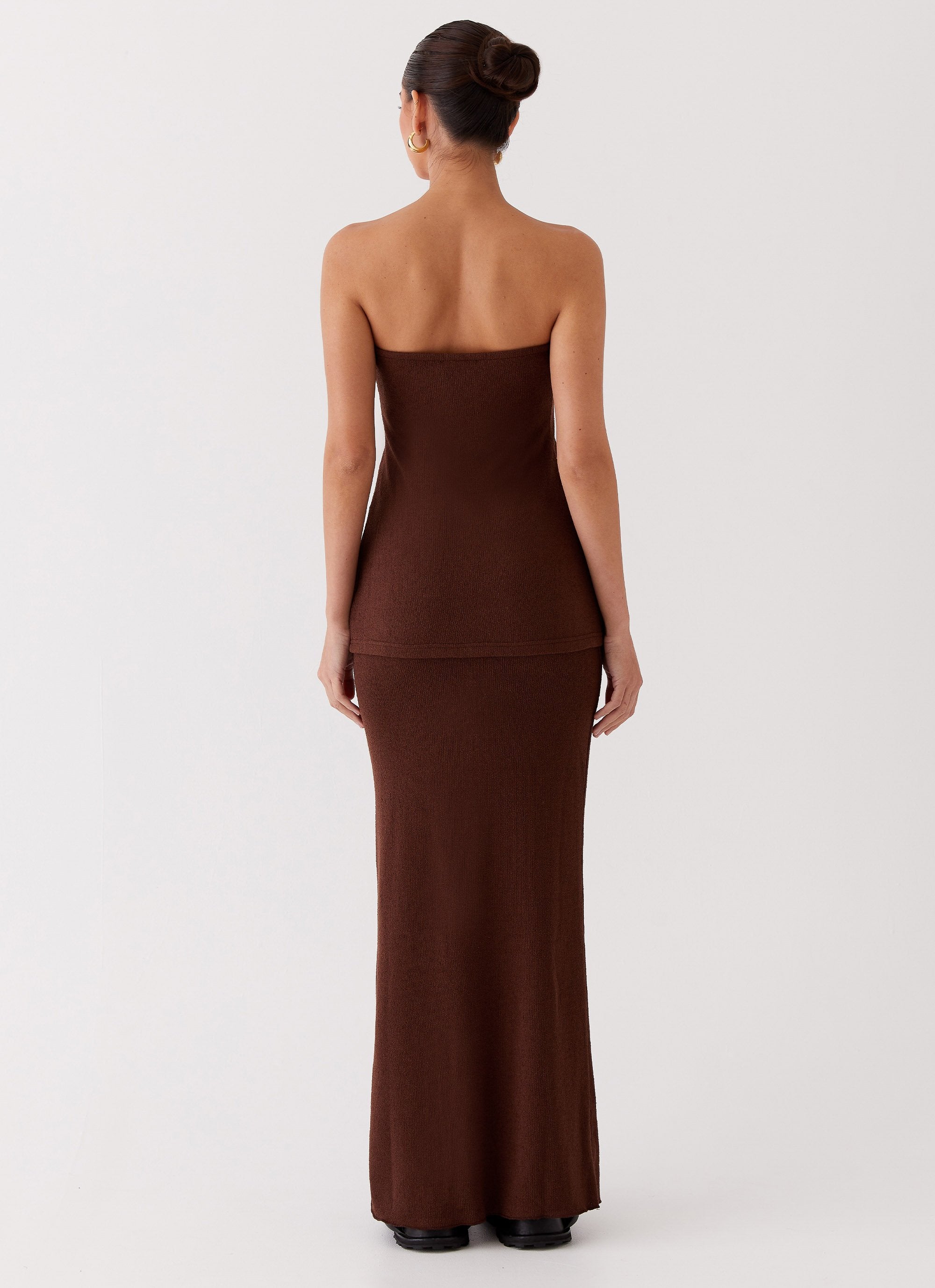 Delicate Lady Knit Maxi Skirt - Chocolate