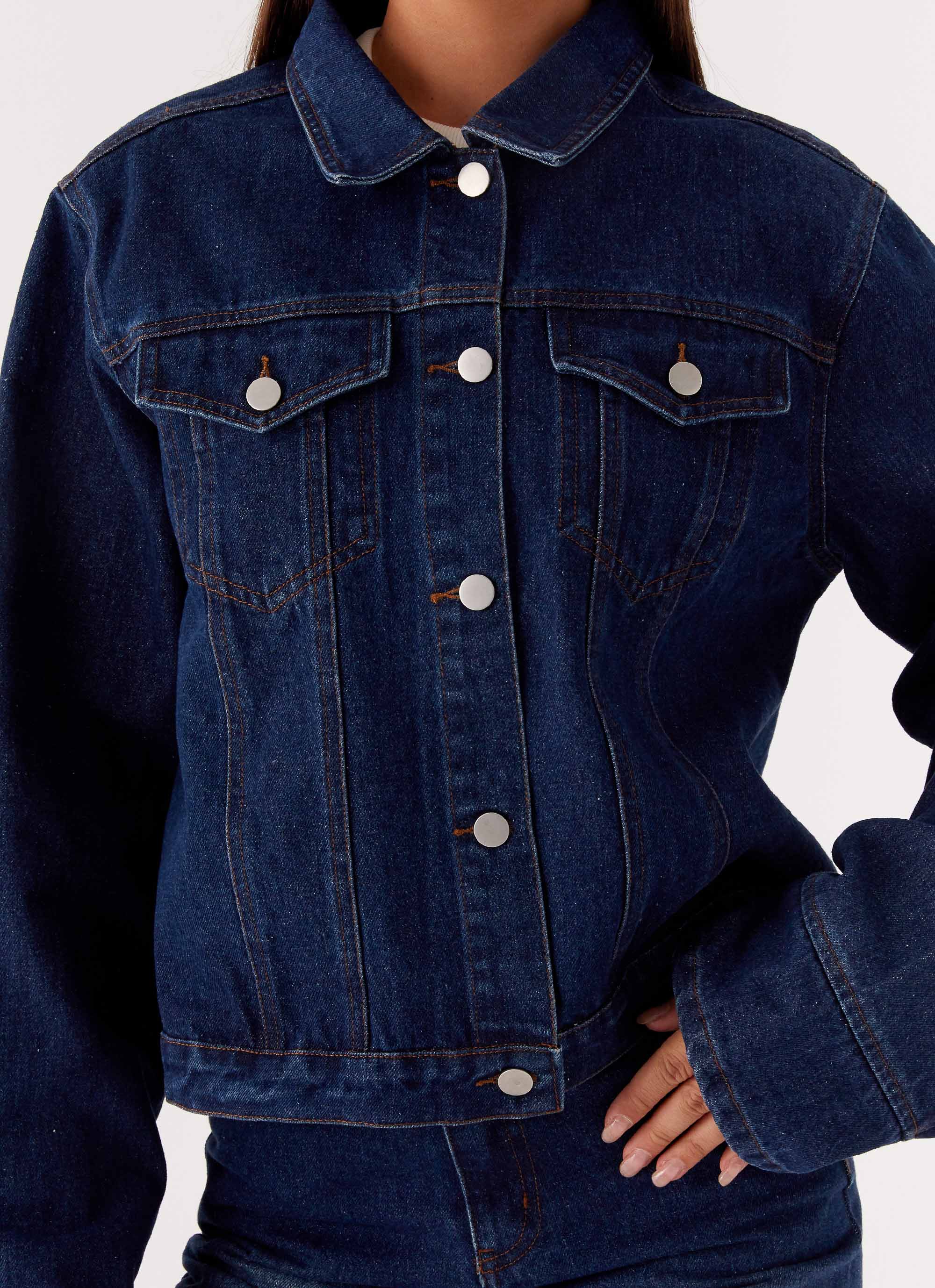 Back Again Oversized Denim Jacket - Vintage Blue