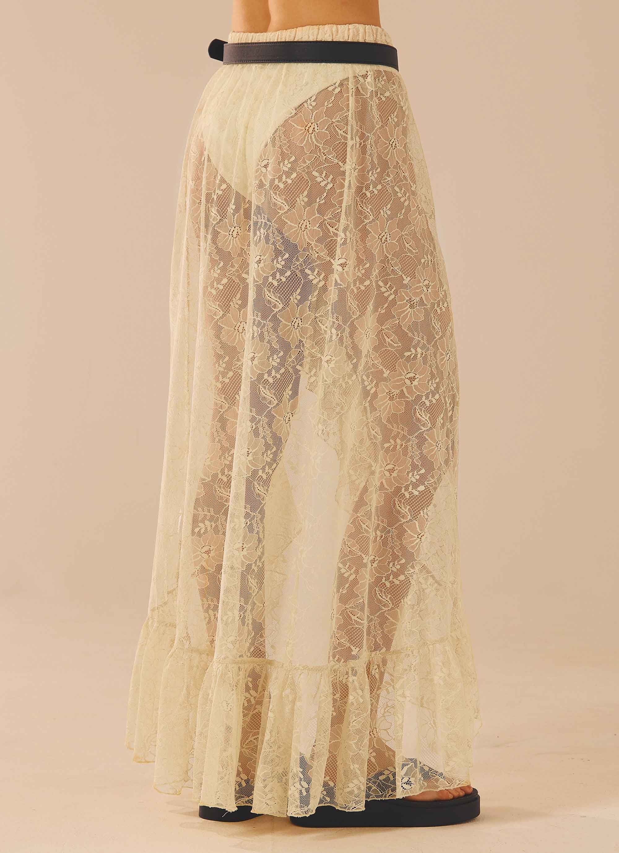 Florentina Lace Maxi Skirt - Ivory Tea