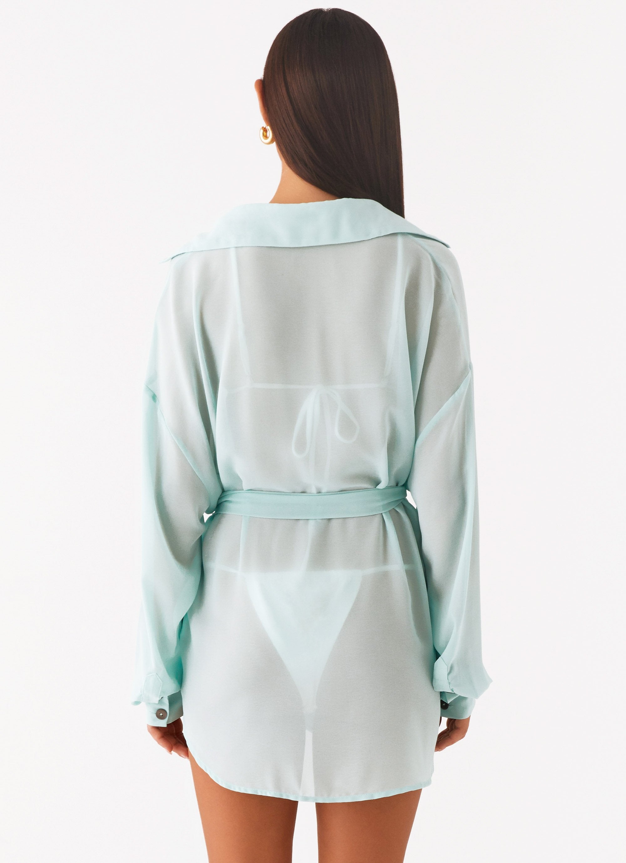 Miley Oversized Chiffon Shirt - Pale Blue