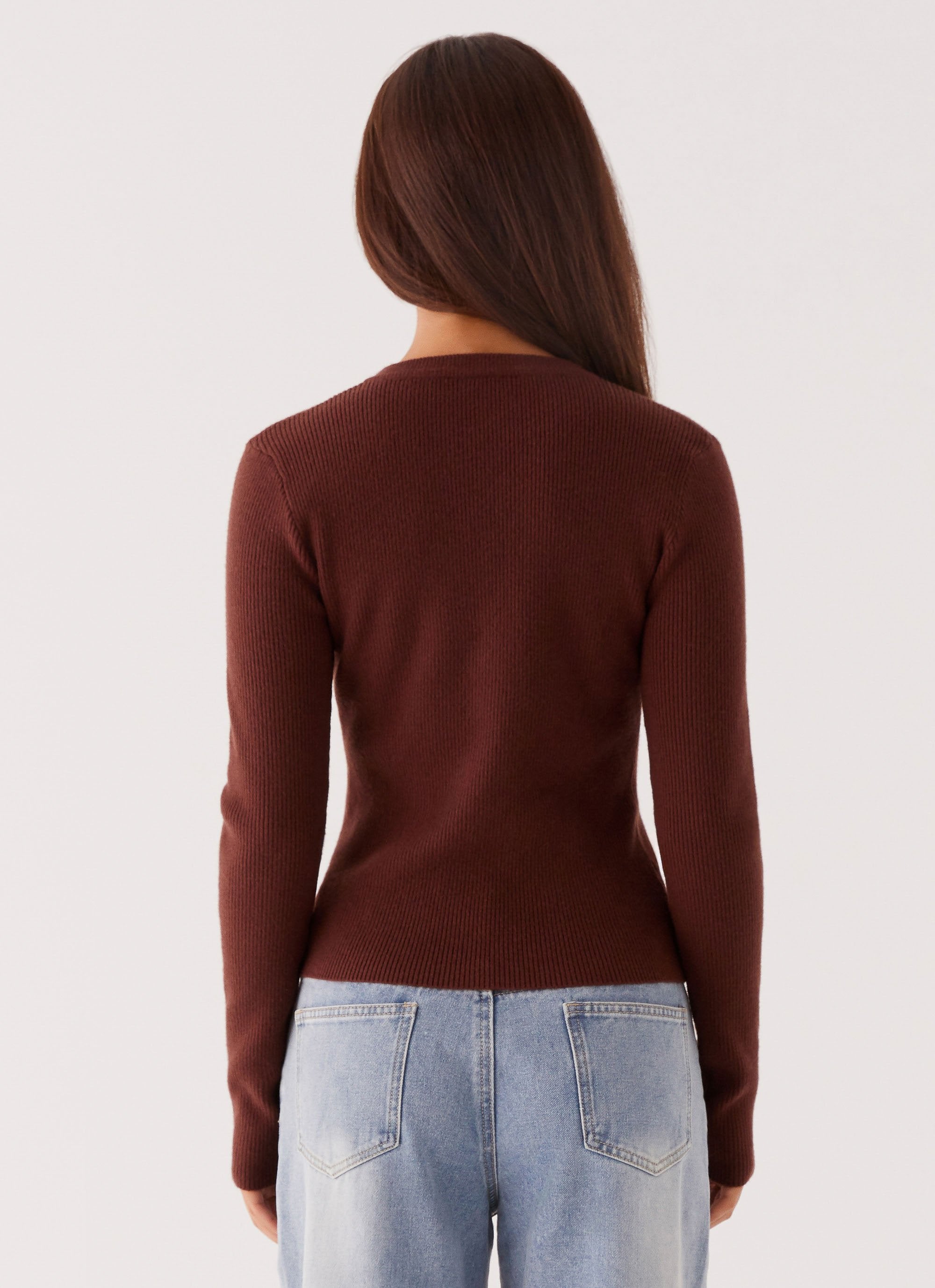 Rubi Knit Long Sleeve Top - Chocolate