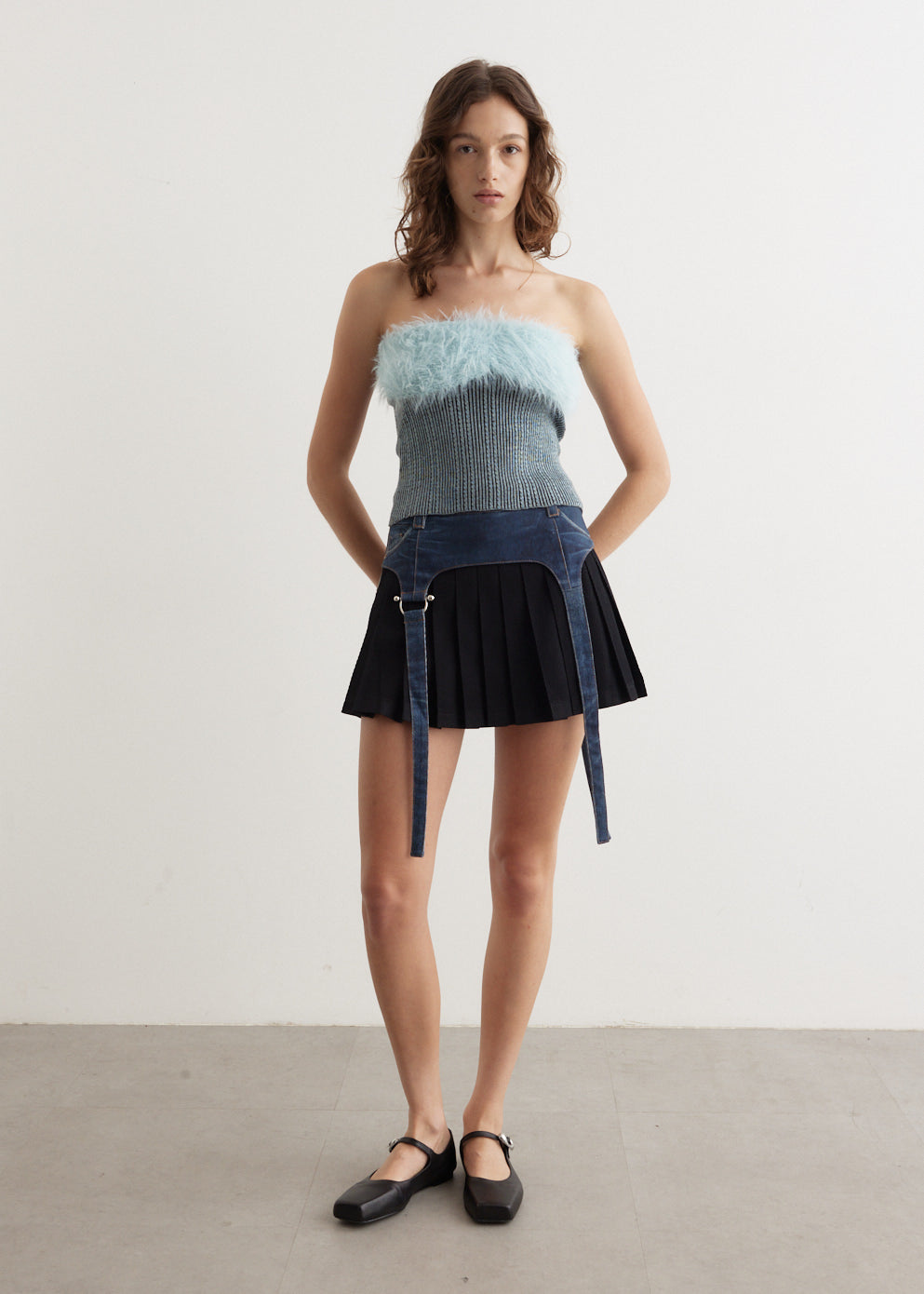 Trompe L'oeil Mini Pleats Skirt