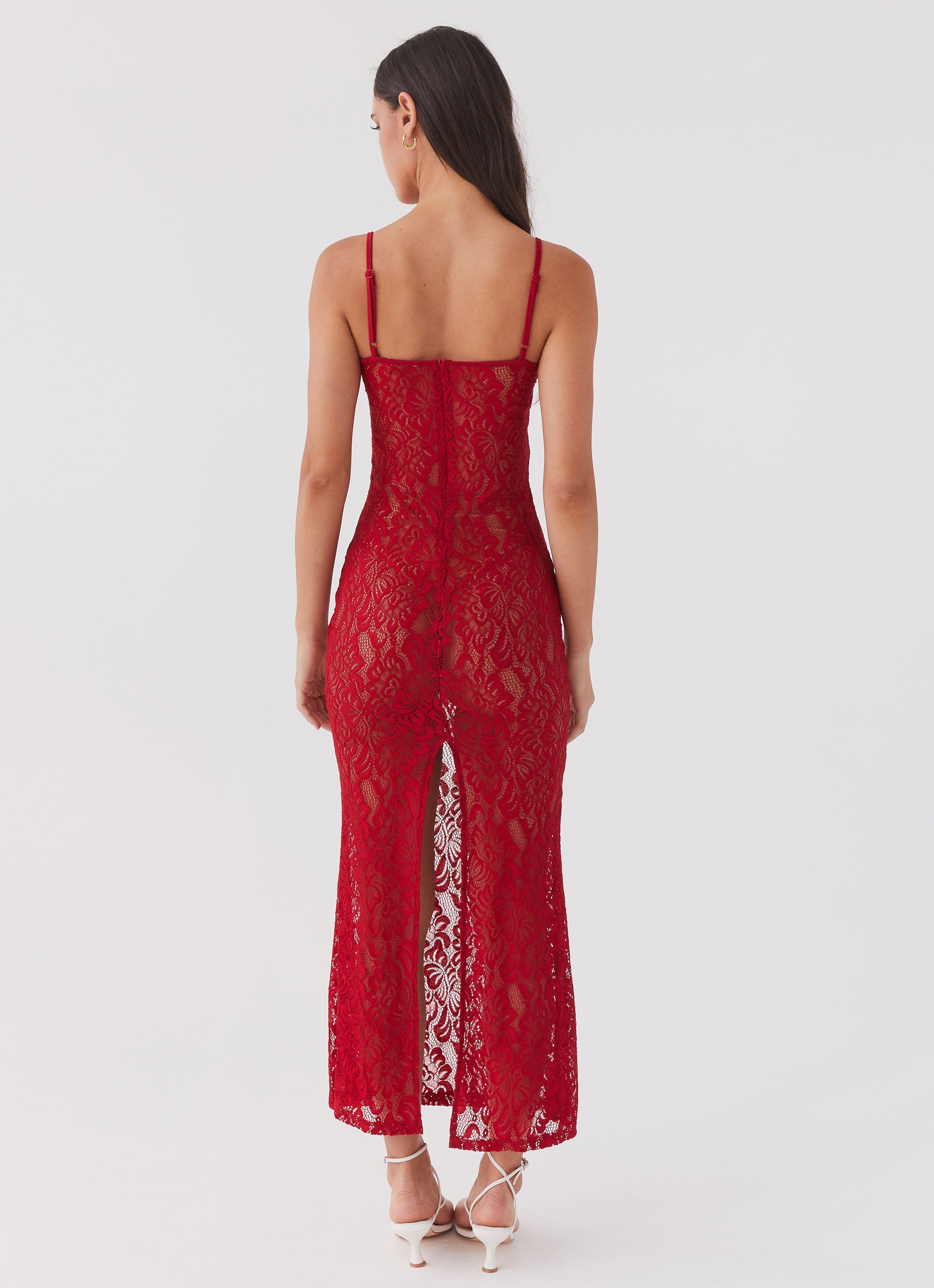 Leona Lace Maxi Dress - Red Rose