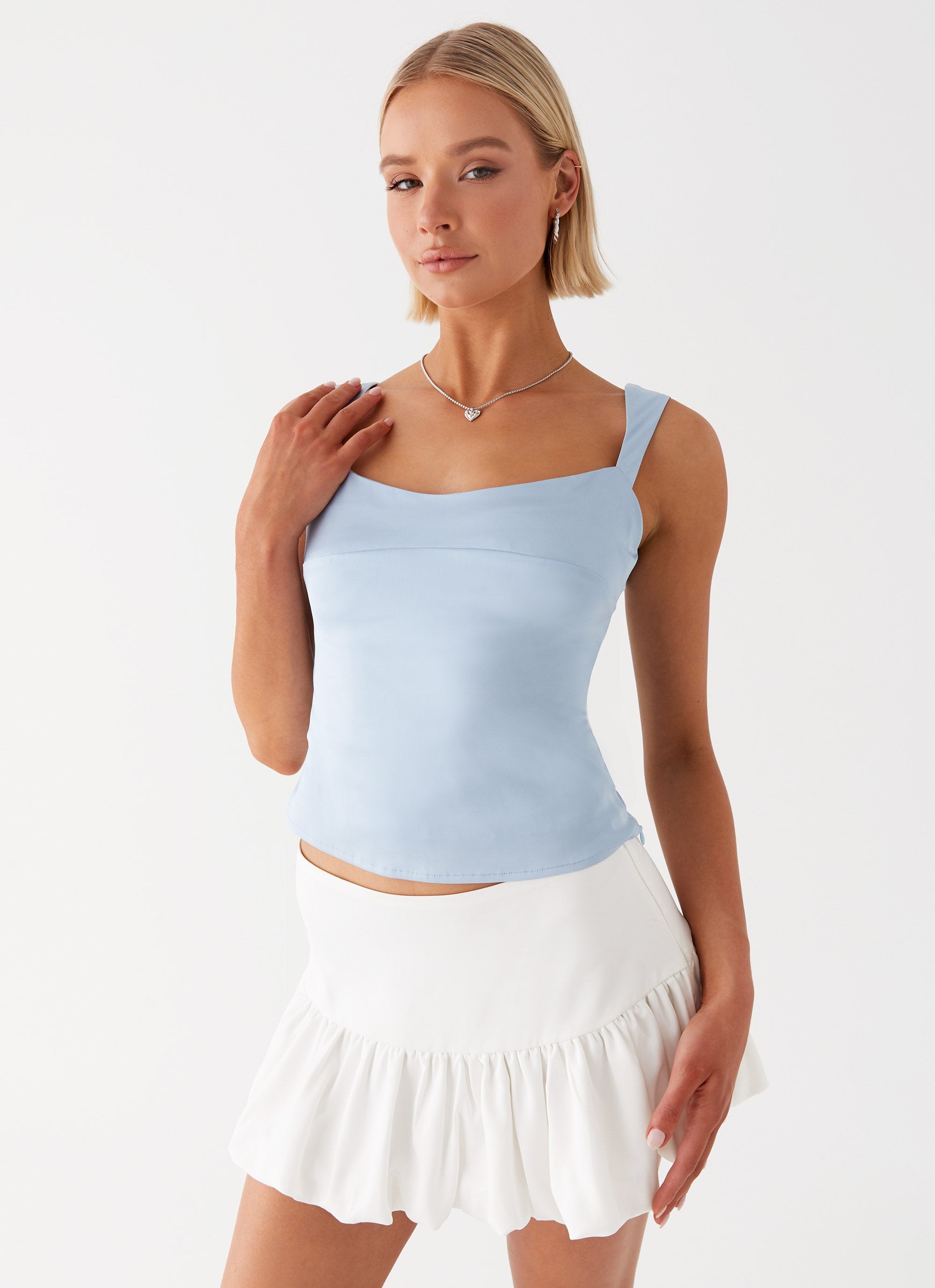 Lylah Satin Top - Blue