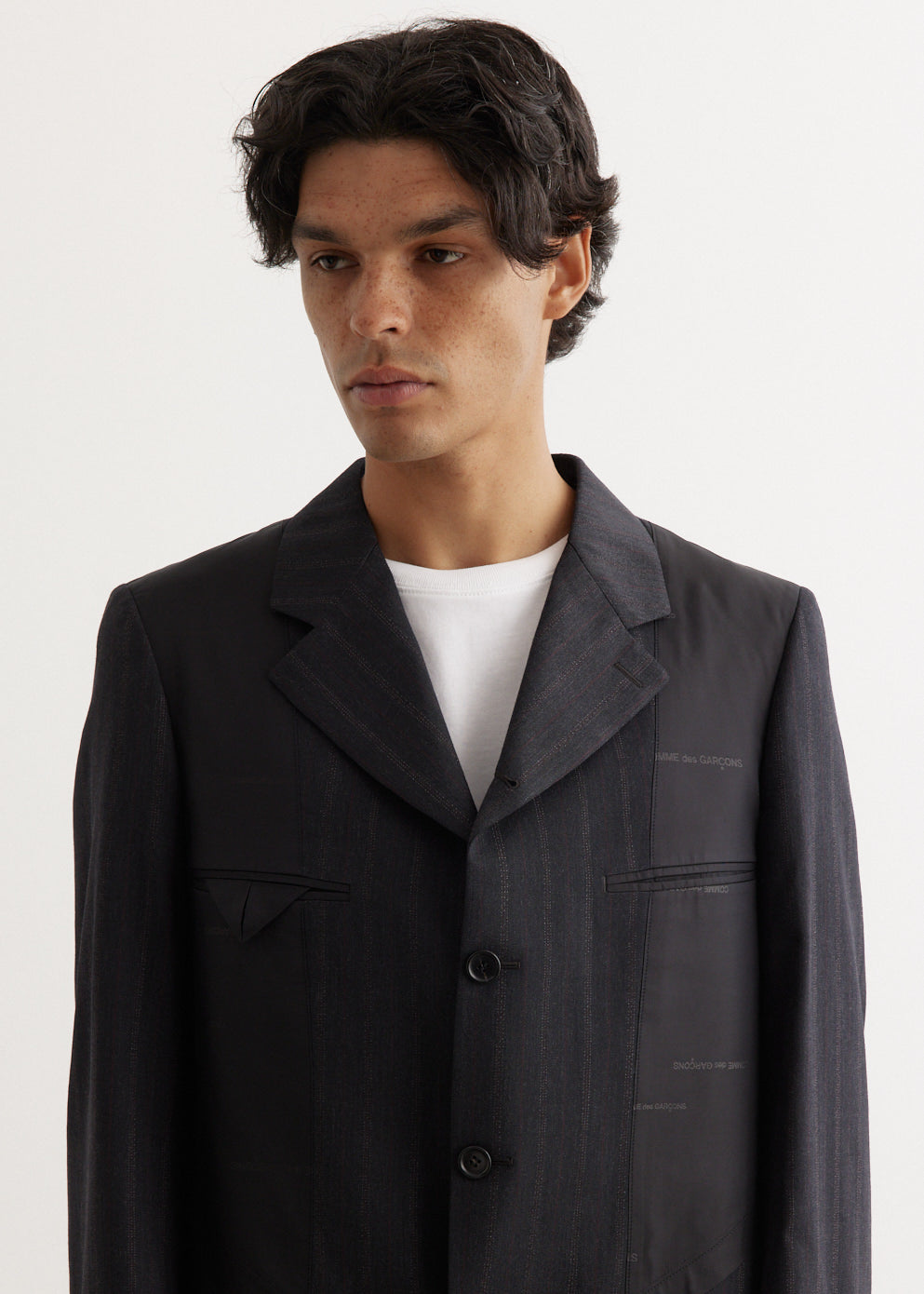 Jacquard Panel Stripe 3 Button Jacket