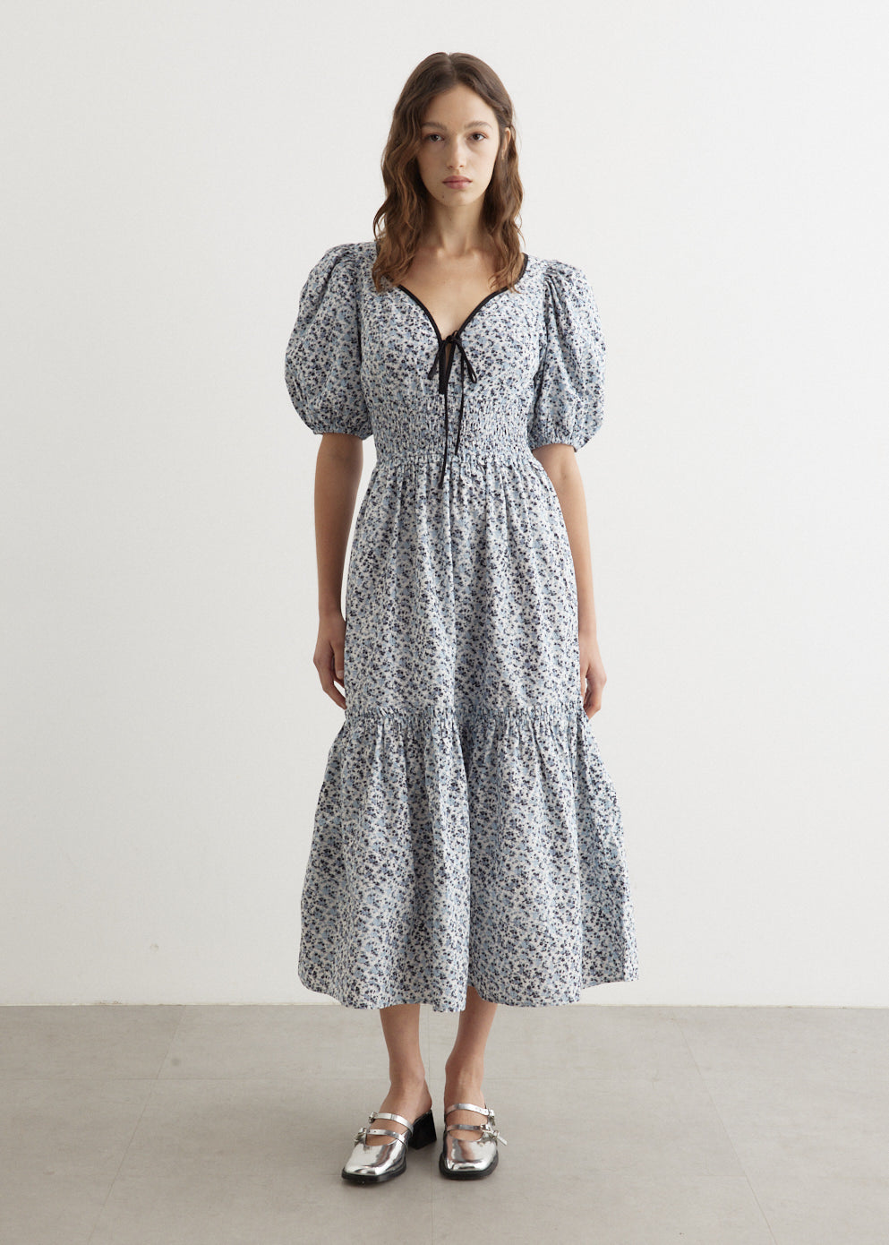 Printed Cotton Long Smock Dress