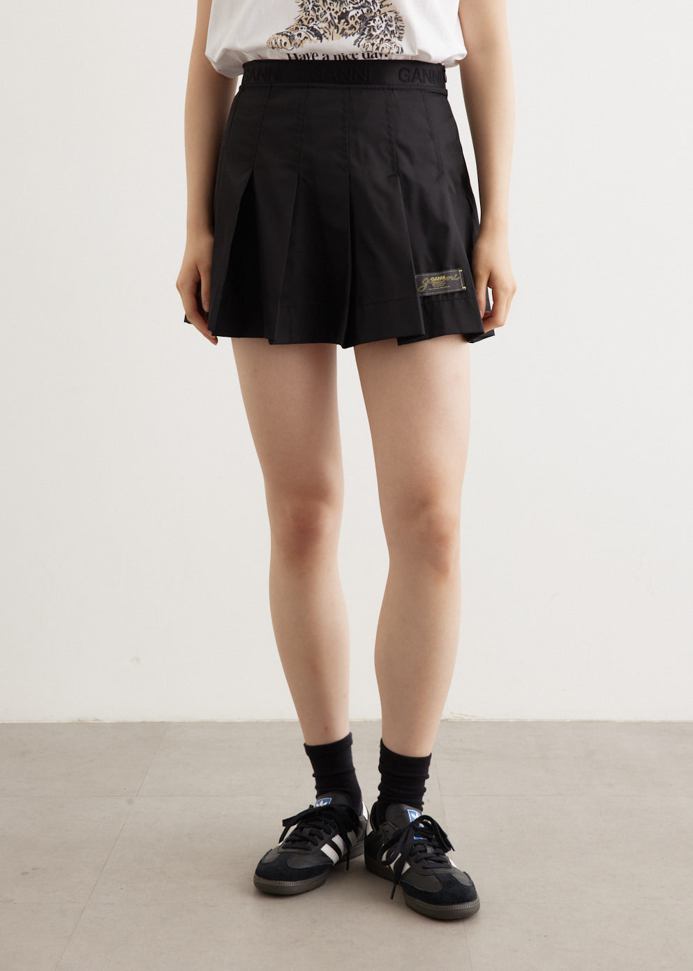 Duchesse Nylon Pleated Mini Skirt
