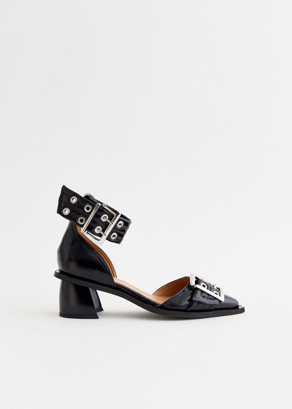 Feminine Buckle Open Cut Pumps