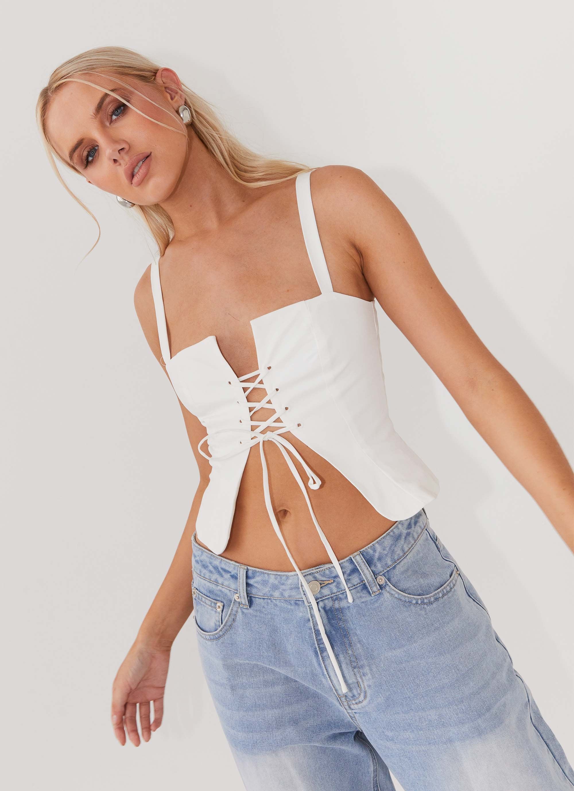 Hopeful Hearts Bustier Top - White