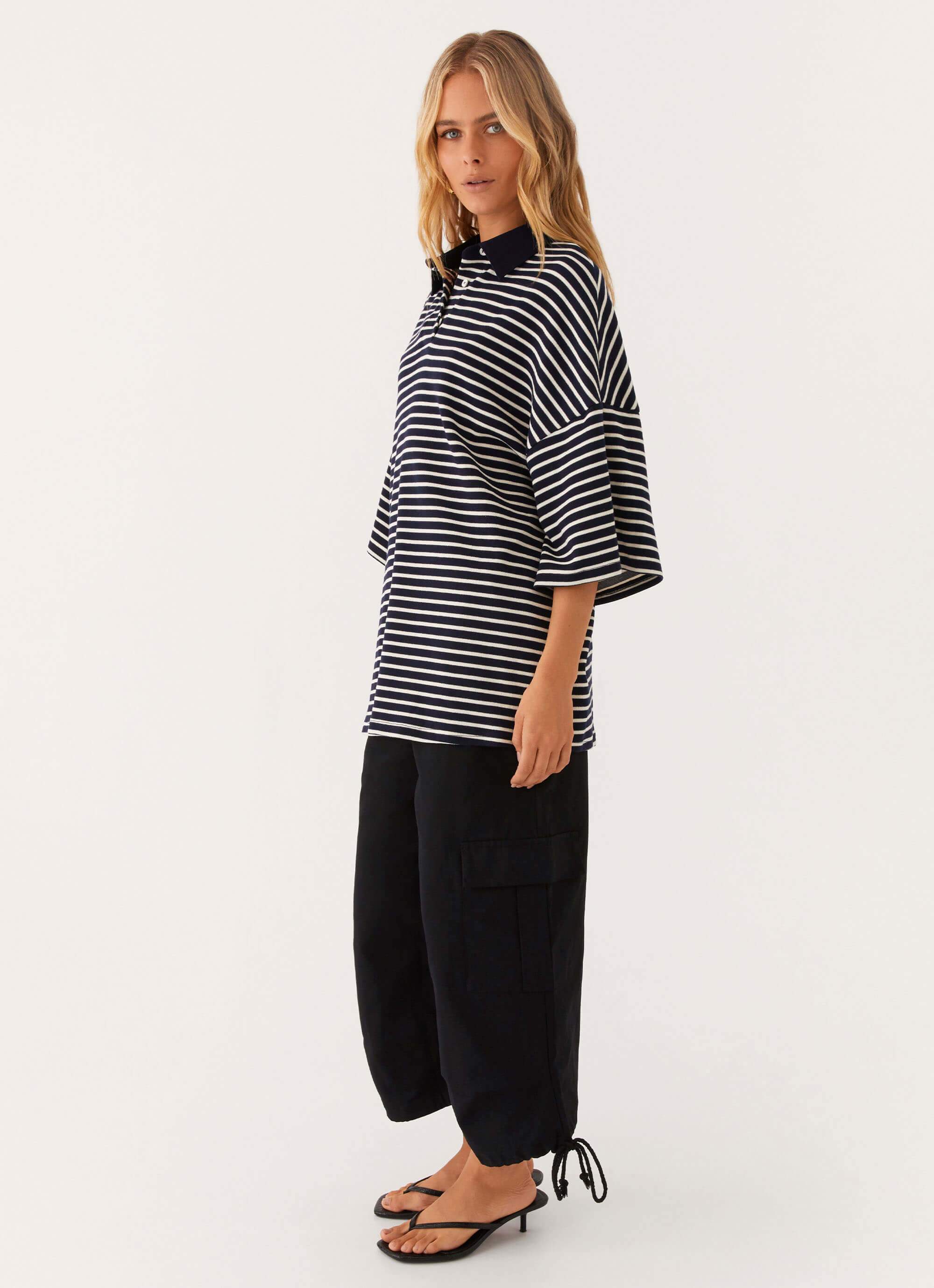 Undefeated Oversized Polo Top - Stripe