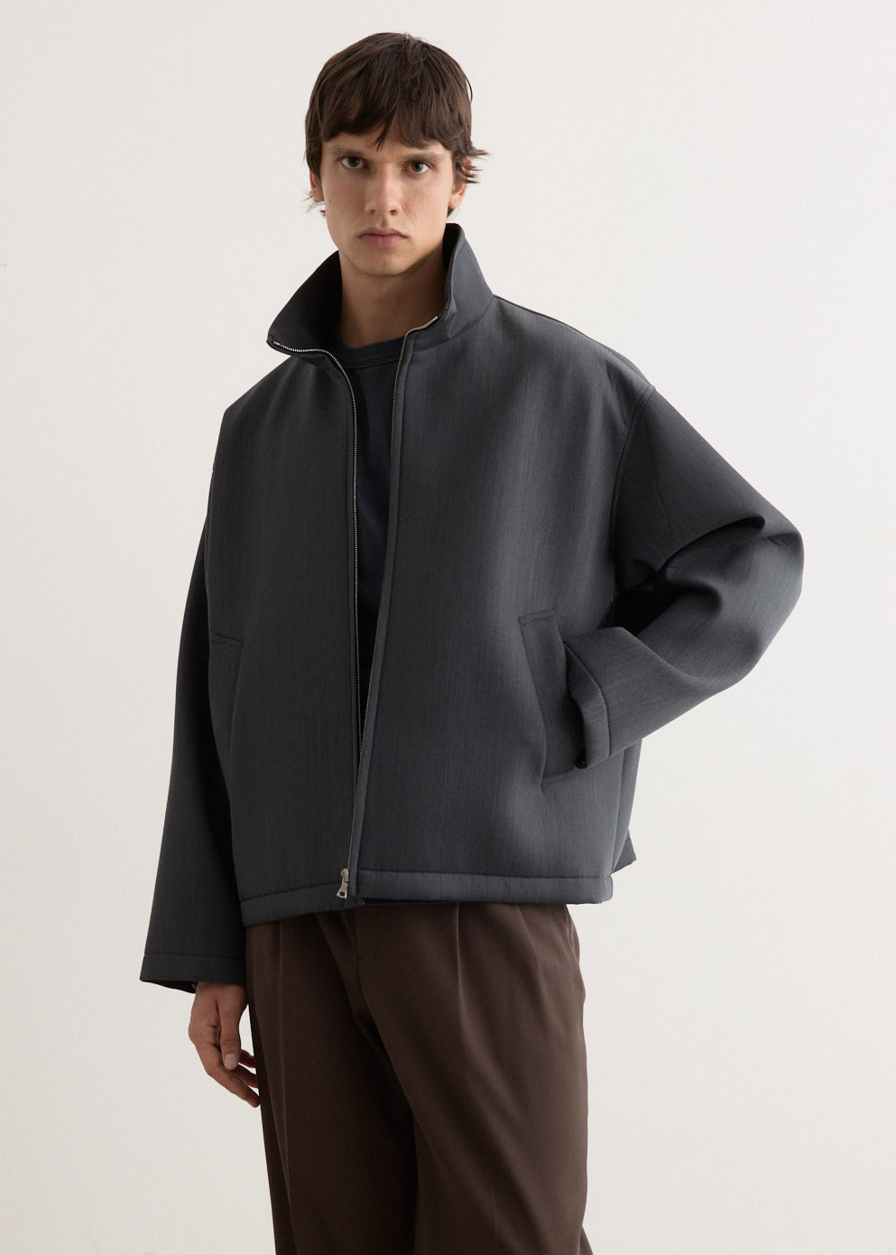 Sponge Wool Twill Zip Blouson