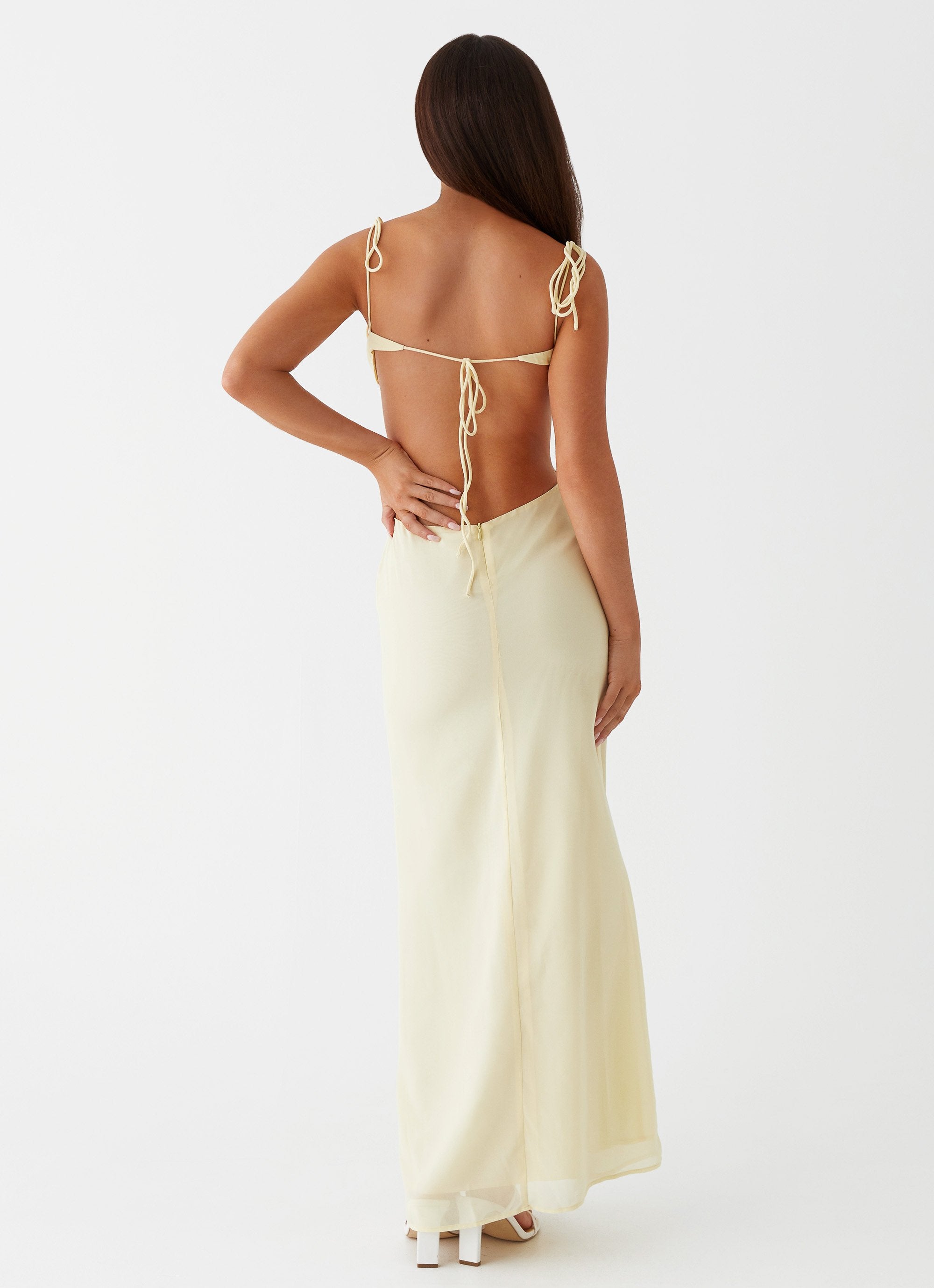 Tyra Ruched Maxi Dress - Yellow