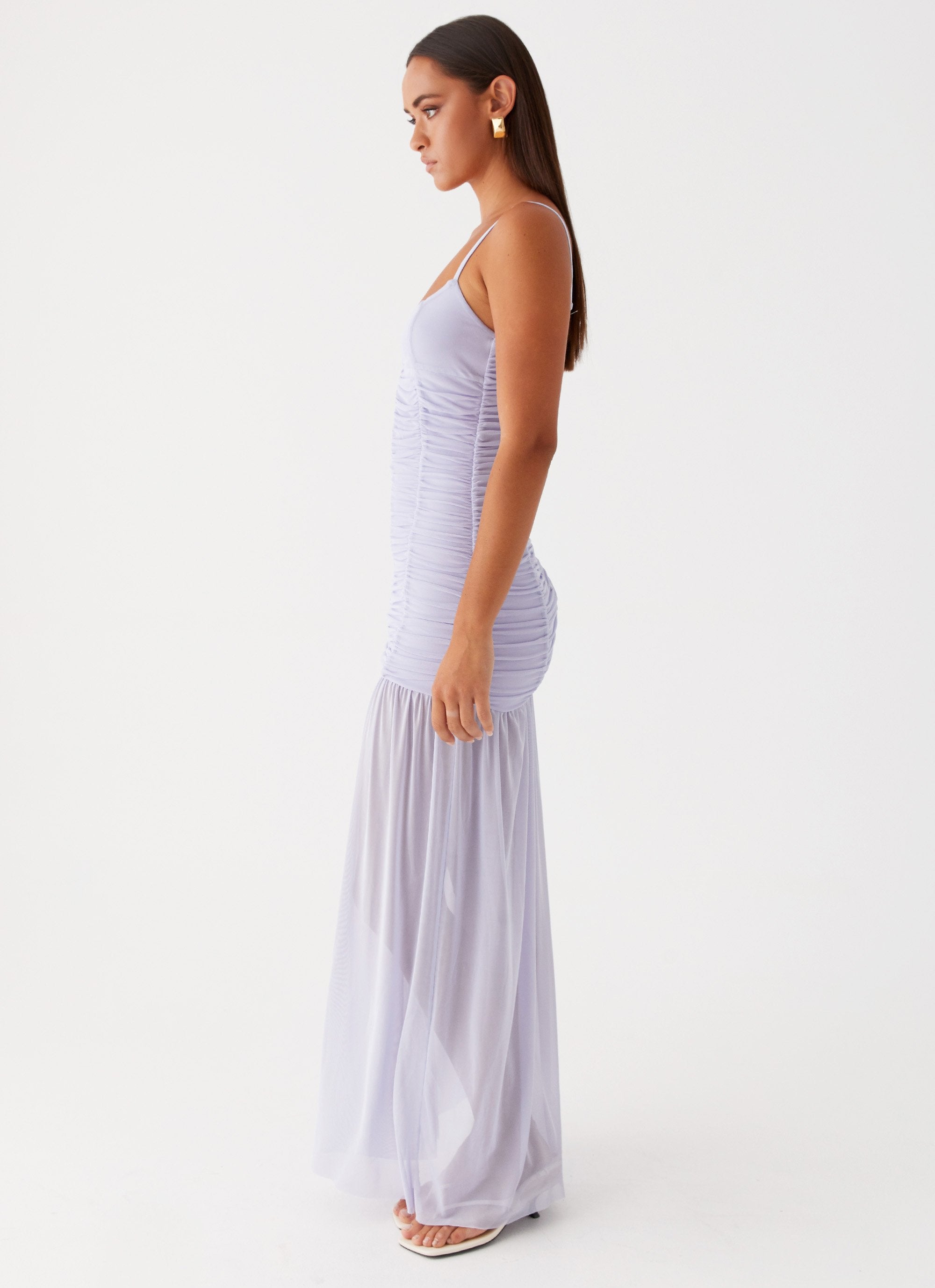 Constance Mesh Maxi Dress - Lavender