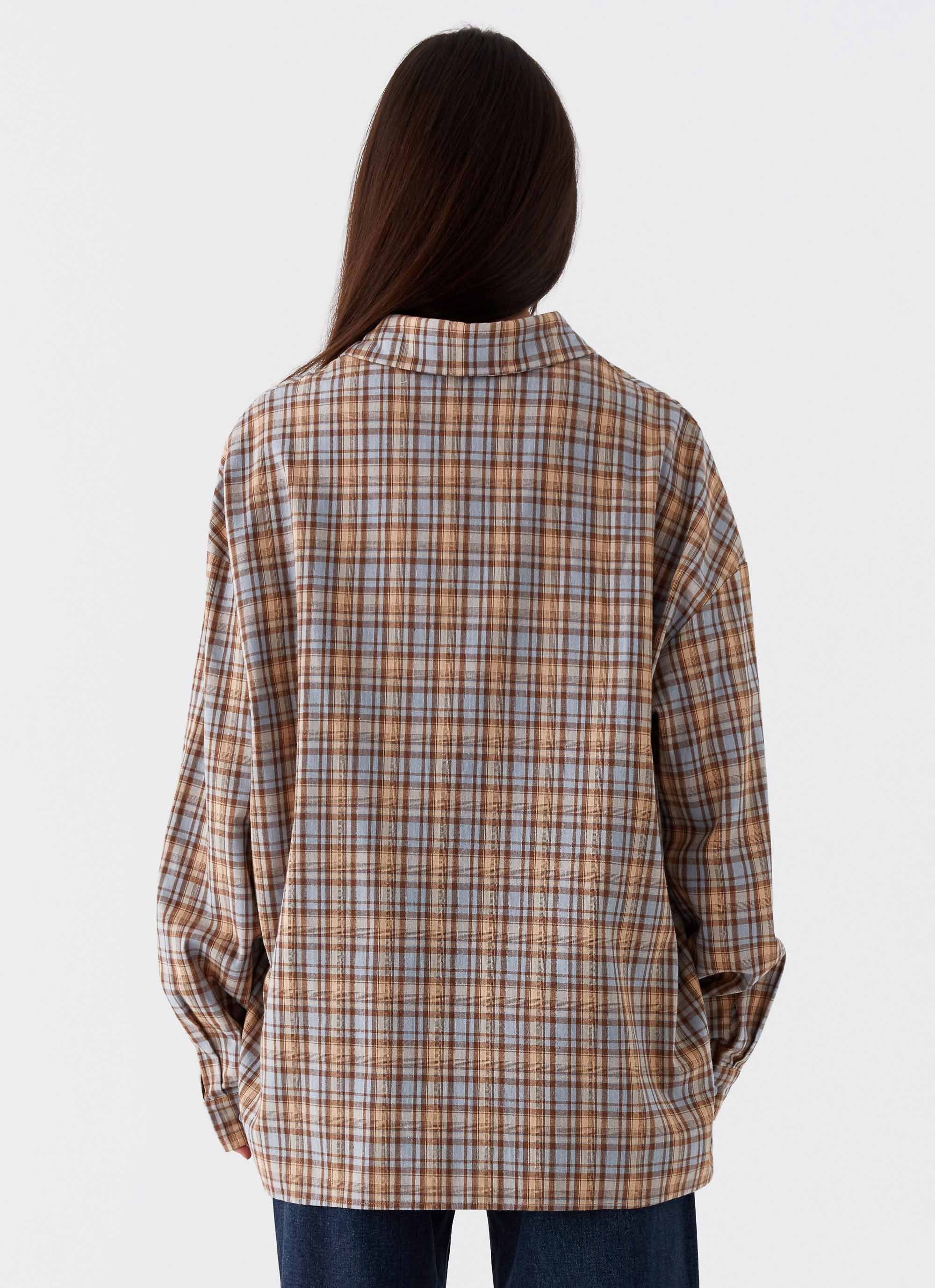 Kyla Oversized Button Up Shirt - Check