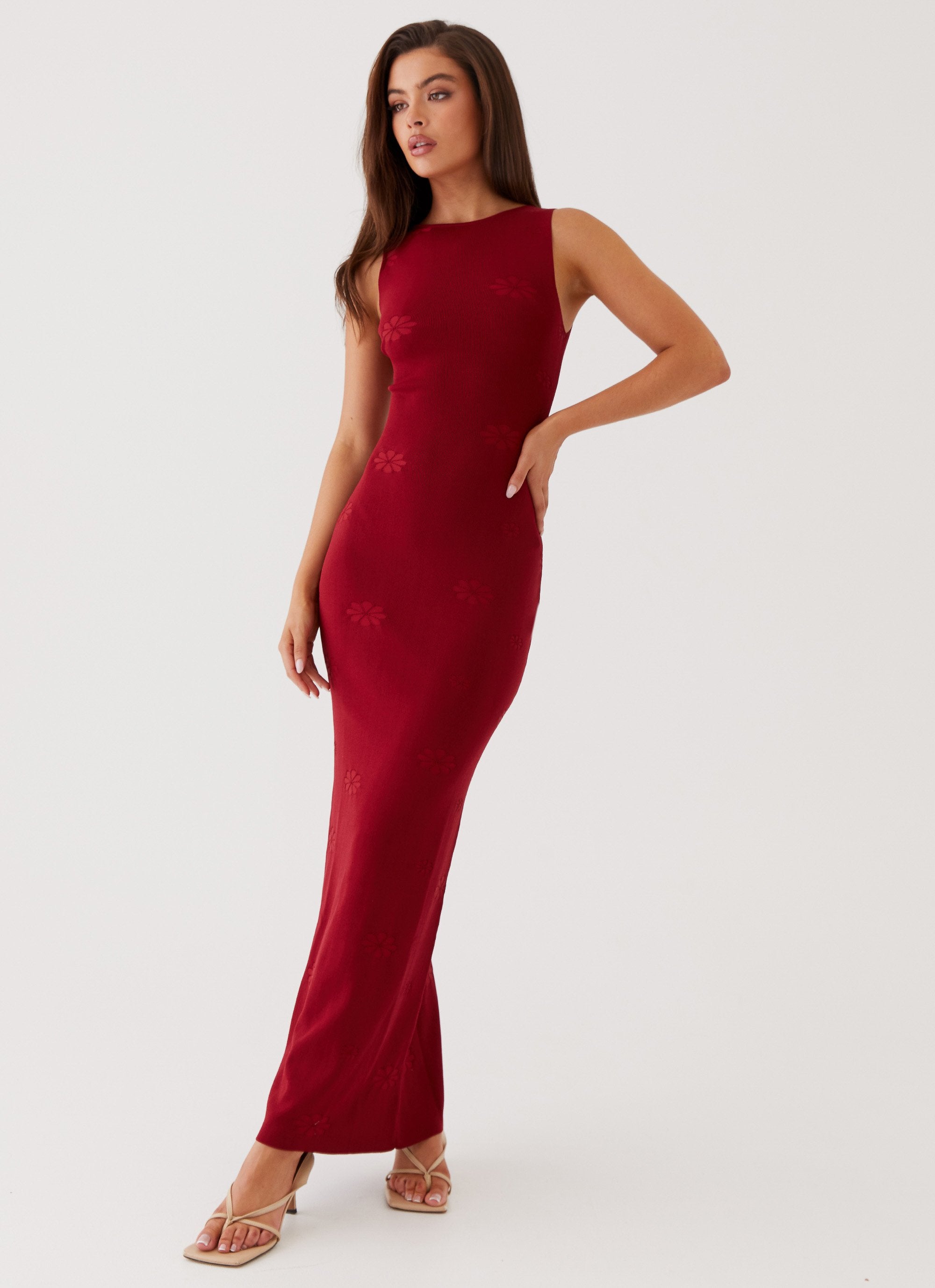 Holly Knit Maxi Dress - Red