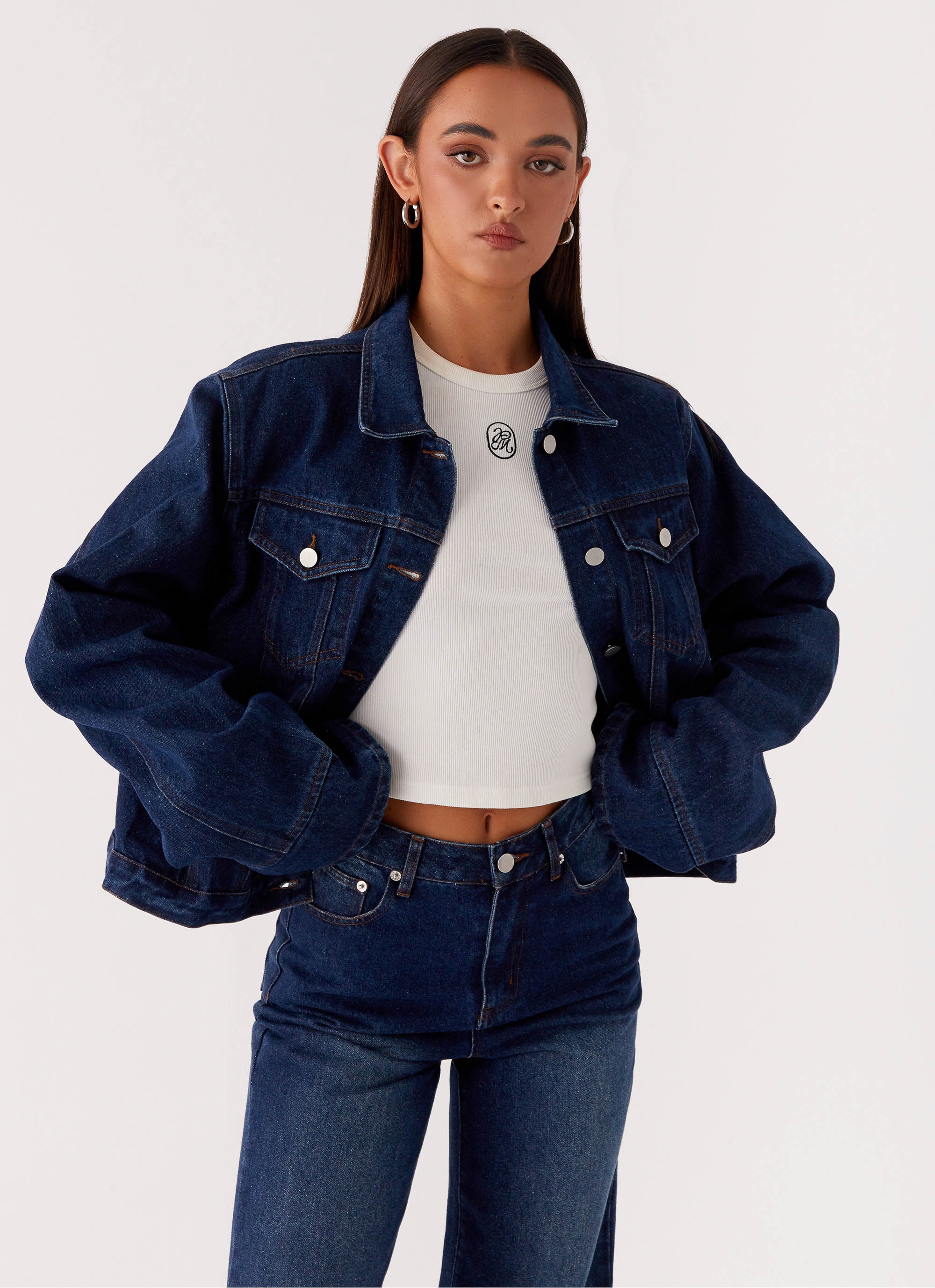 Back Again Oversized Denim Jacket - Vintage Blue