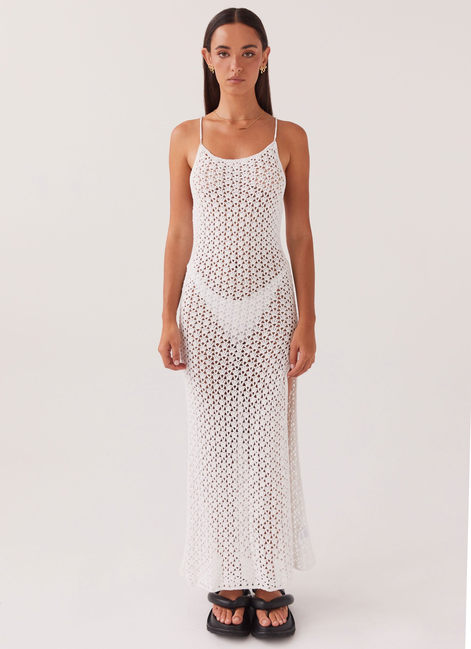 Shellie Crochet Maxi Dress - White