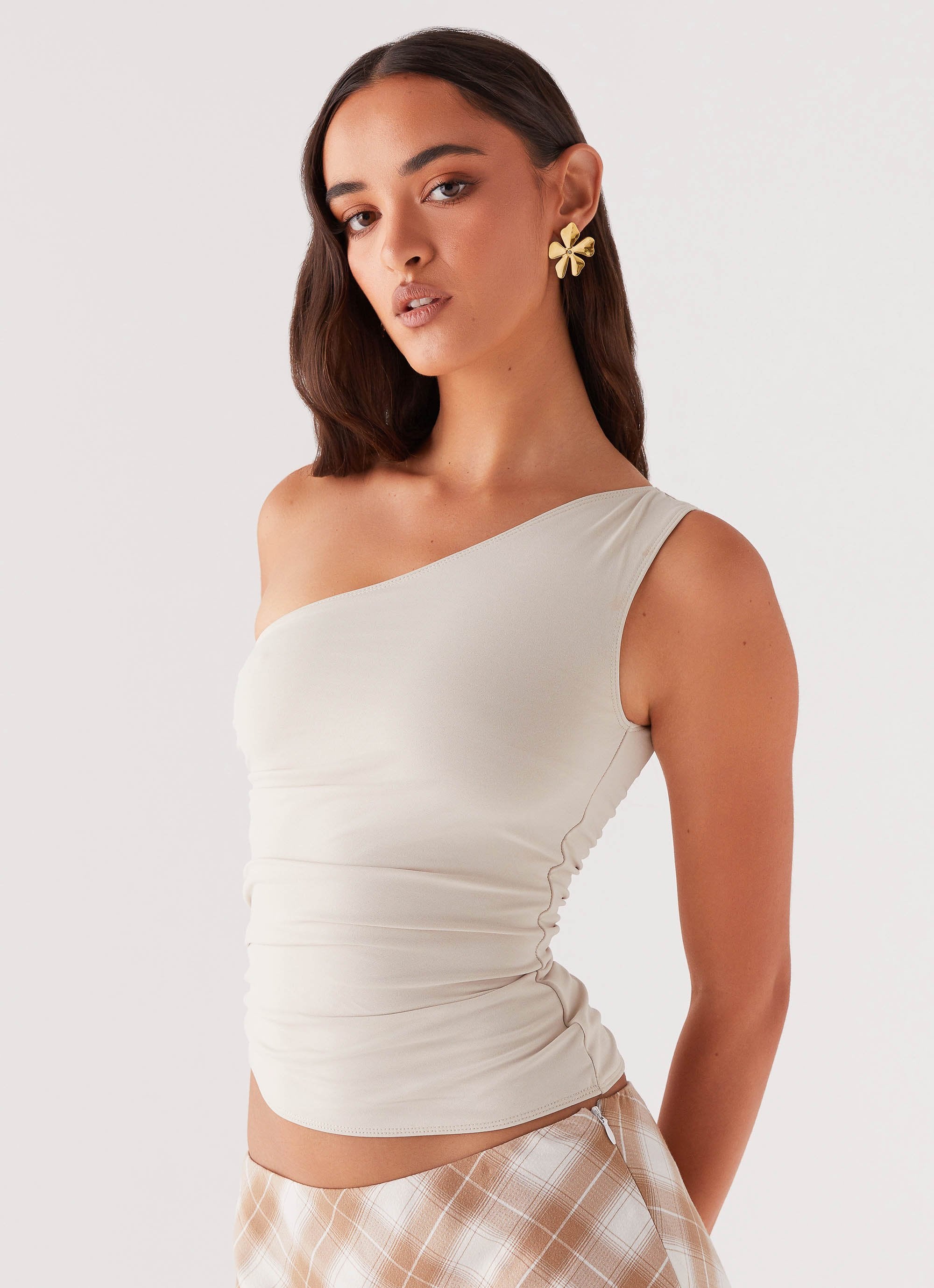 Lenny One Shoulder Top - Ecru