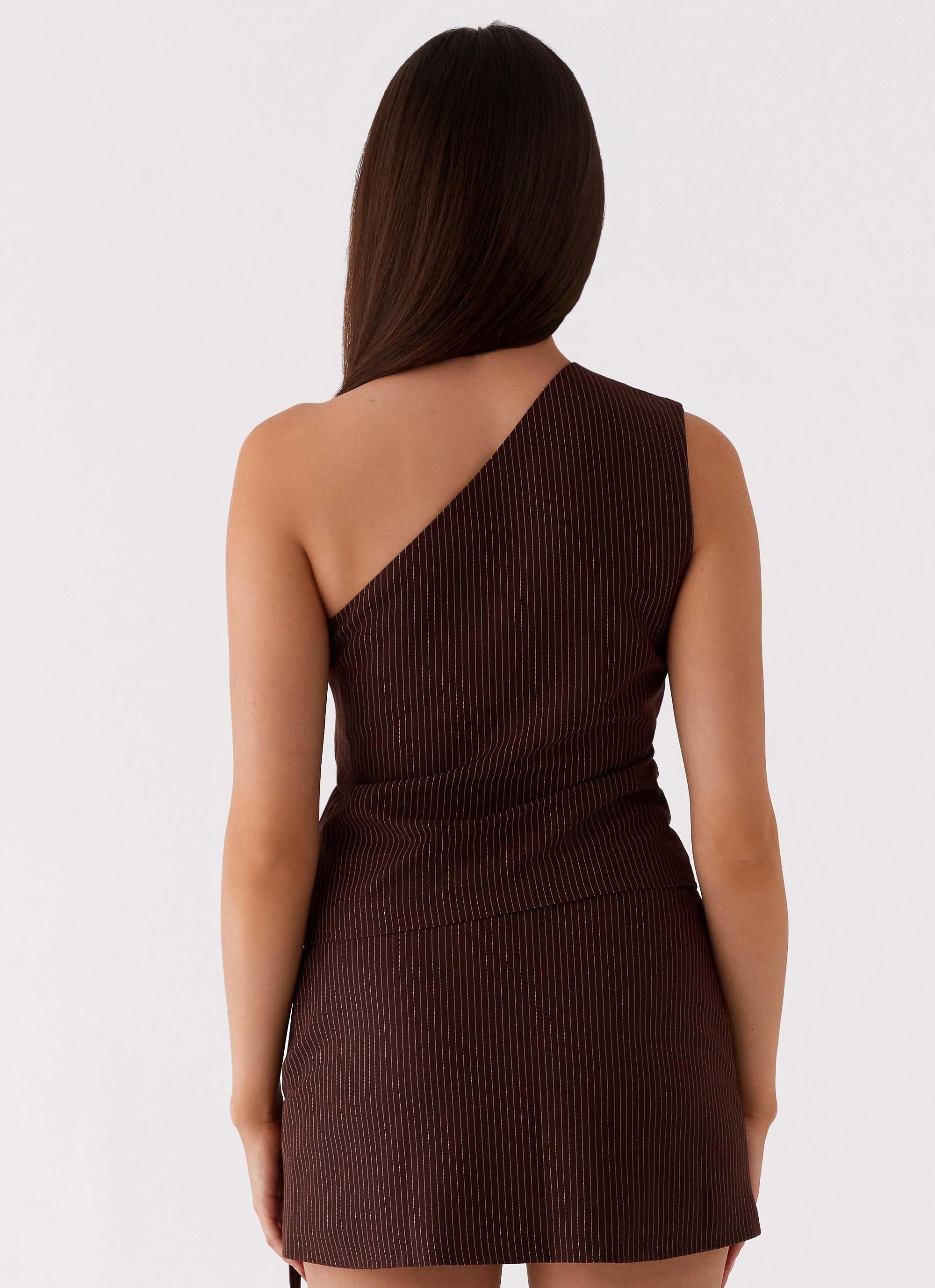 Orla One Shoulder Top - Chocolate